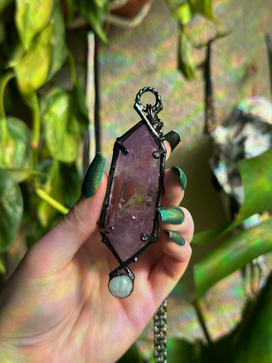 Amethyst and Moonstone Forest Fae Amulet