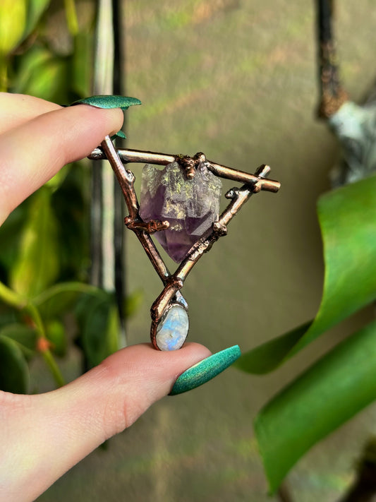 Amethyst and Moonstone Forest Fae Amulet