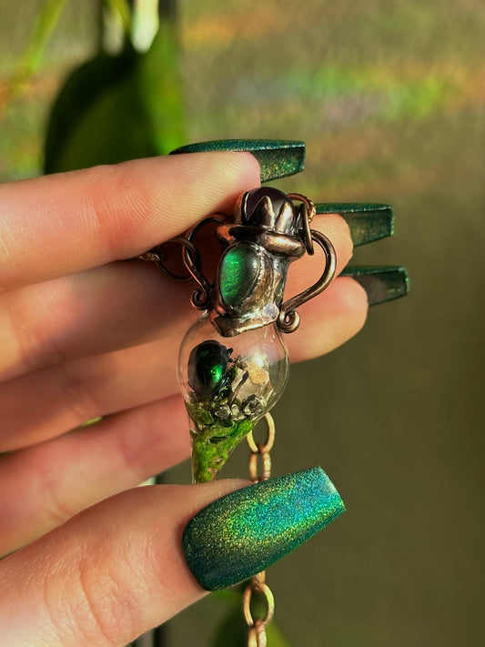 Mini Mushroom Beetle Terrarium Choker
