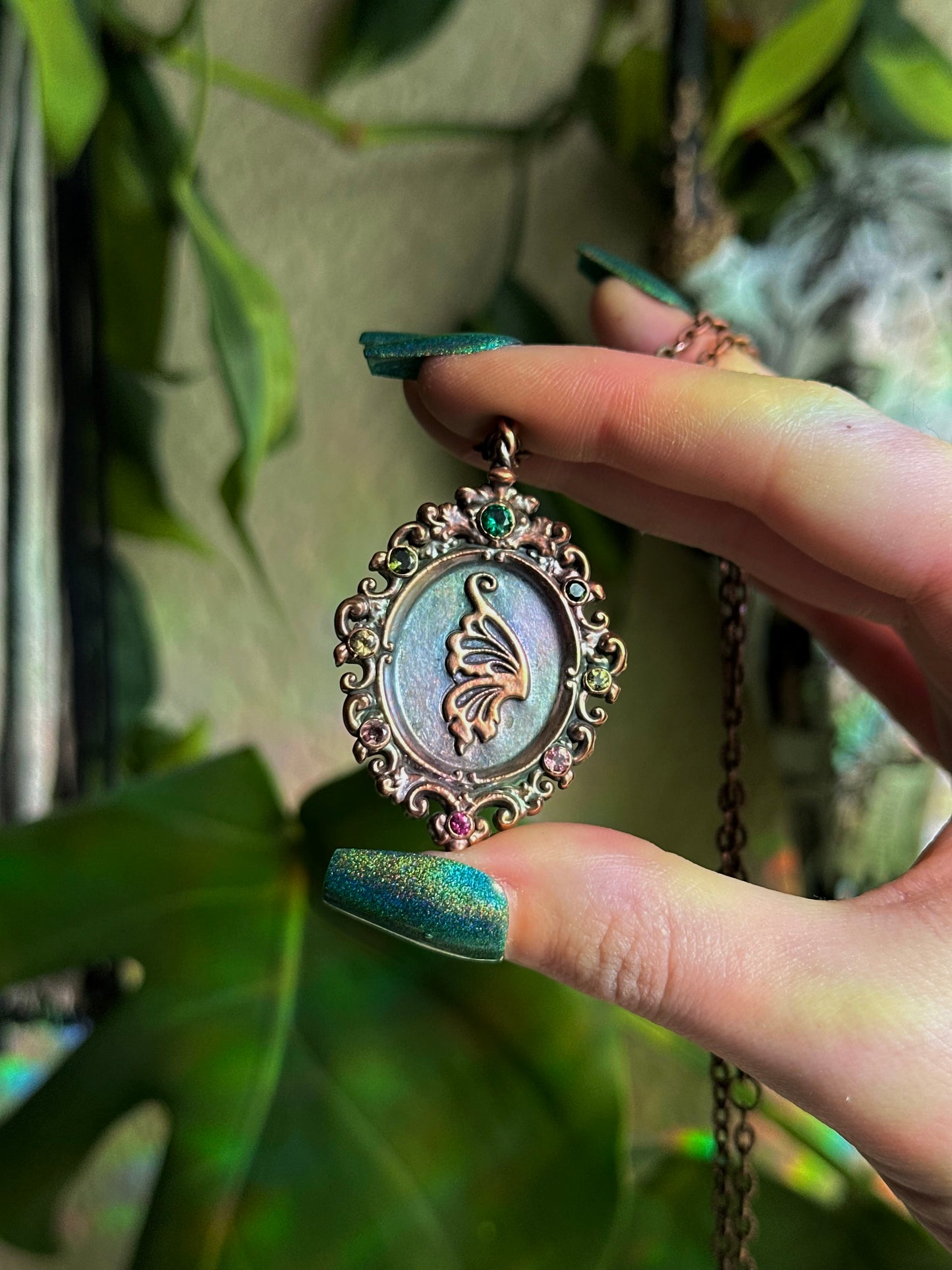 Tourmaline Fairy Antique Frame Matching Pendants