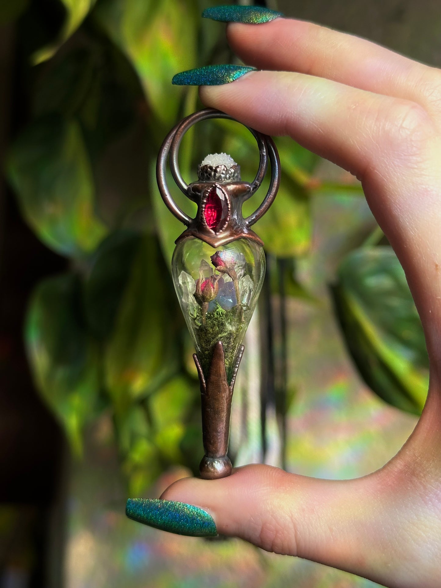Ruby Rose Forest Terrarium Pendant