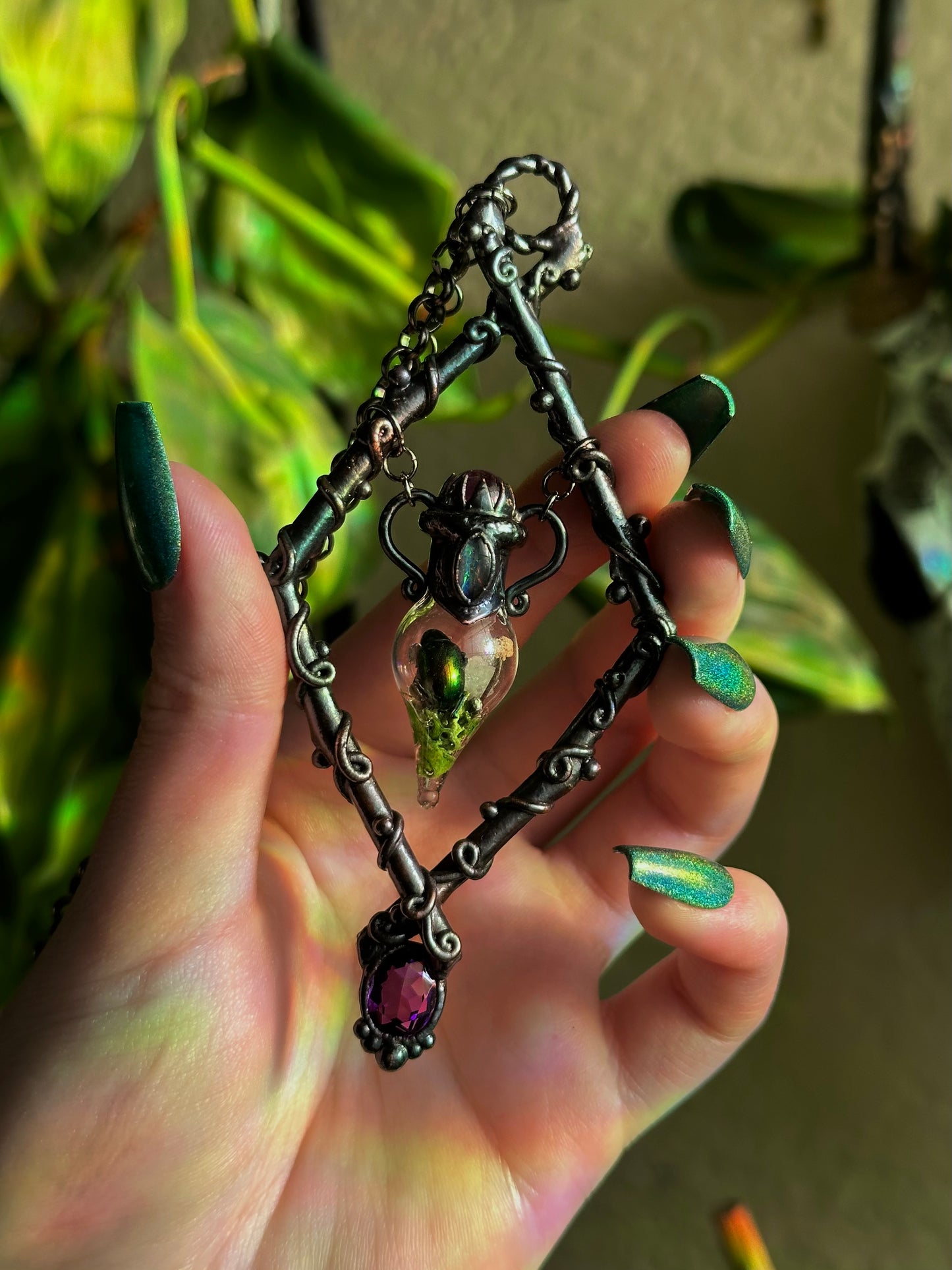 Amethyst Forest Terrarium Amulet