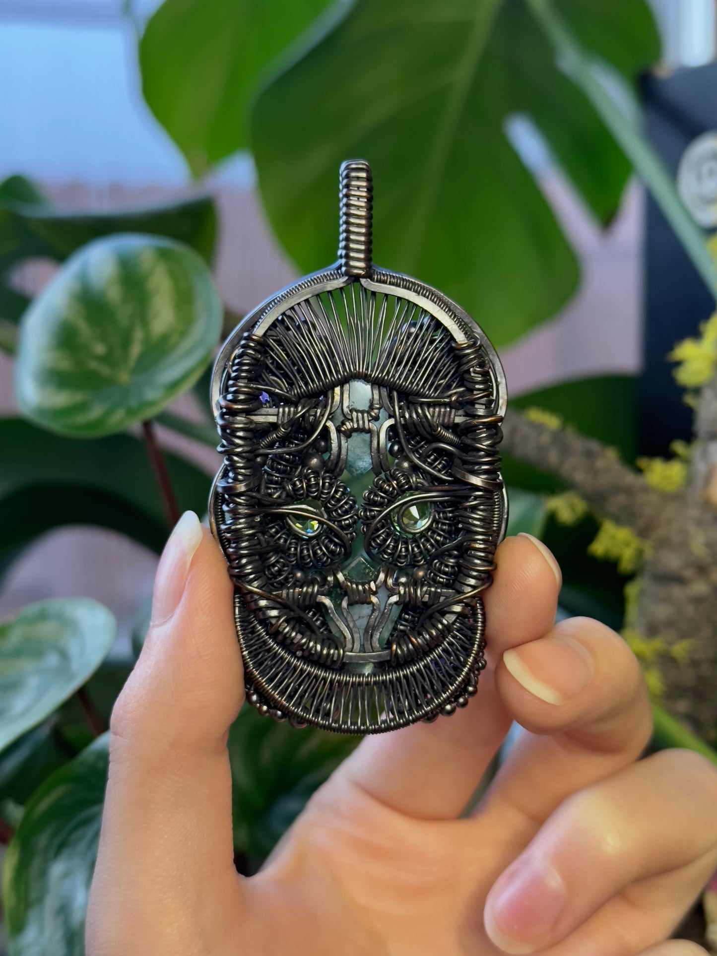 Moss Agate, Peridot, and Amethyst Amulet