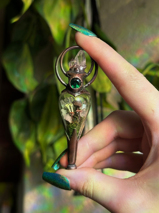 Emerald Mushroom Forest Terrarium Pendant