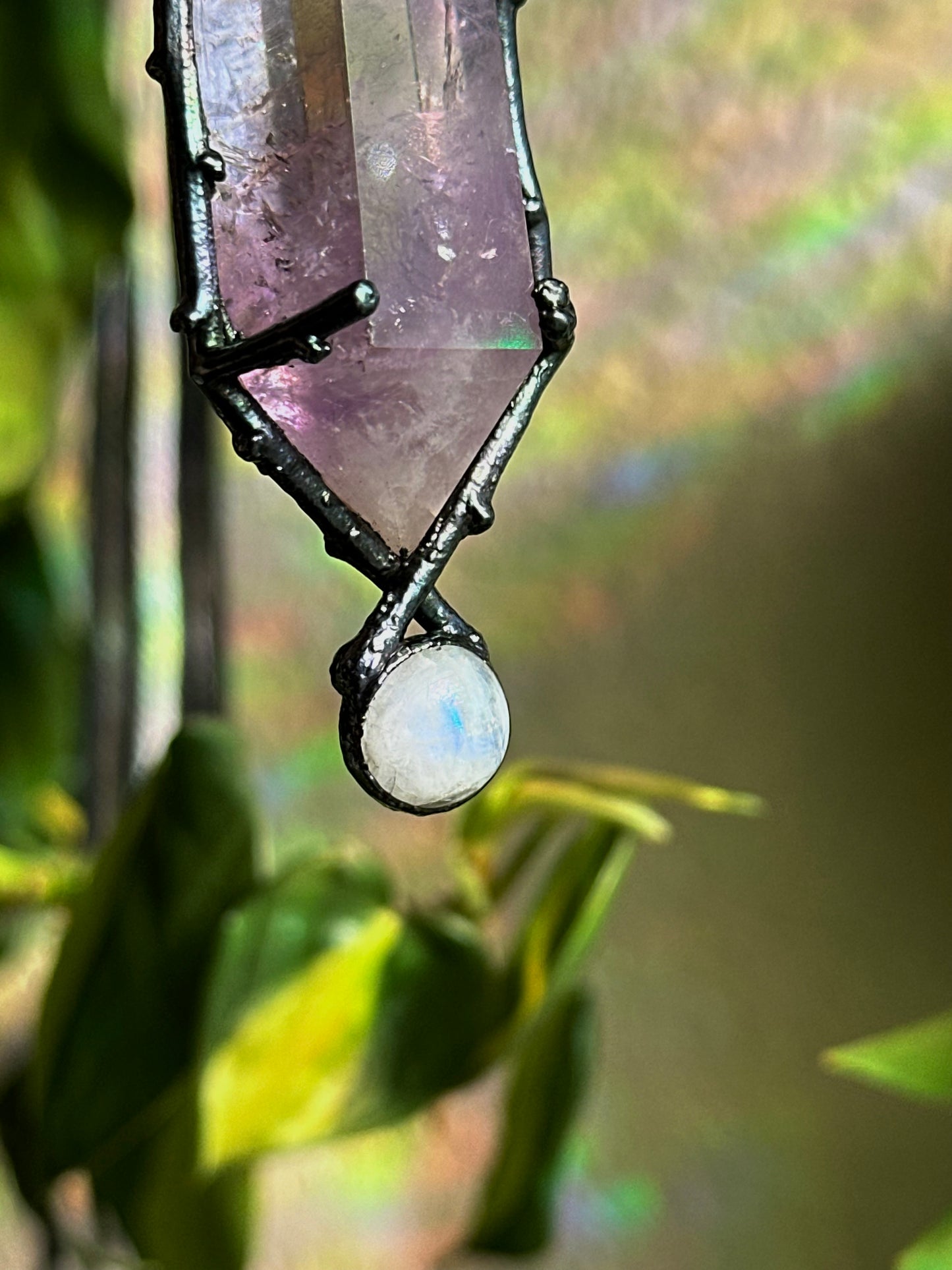 Amethyst and Moonstone Forest Fae Amulet
