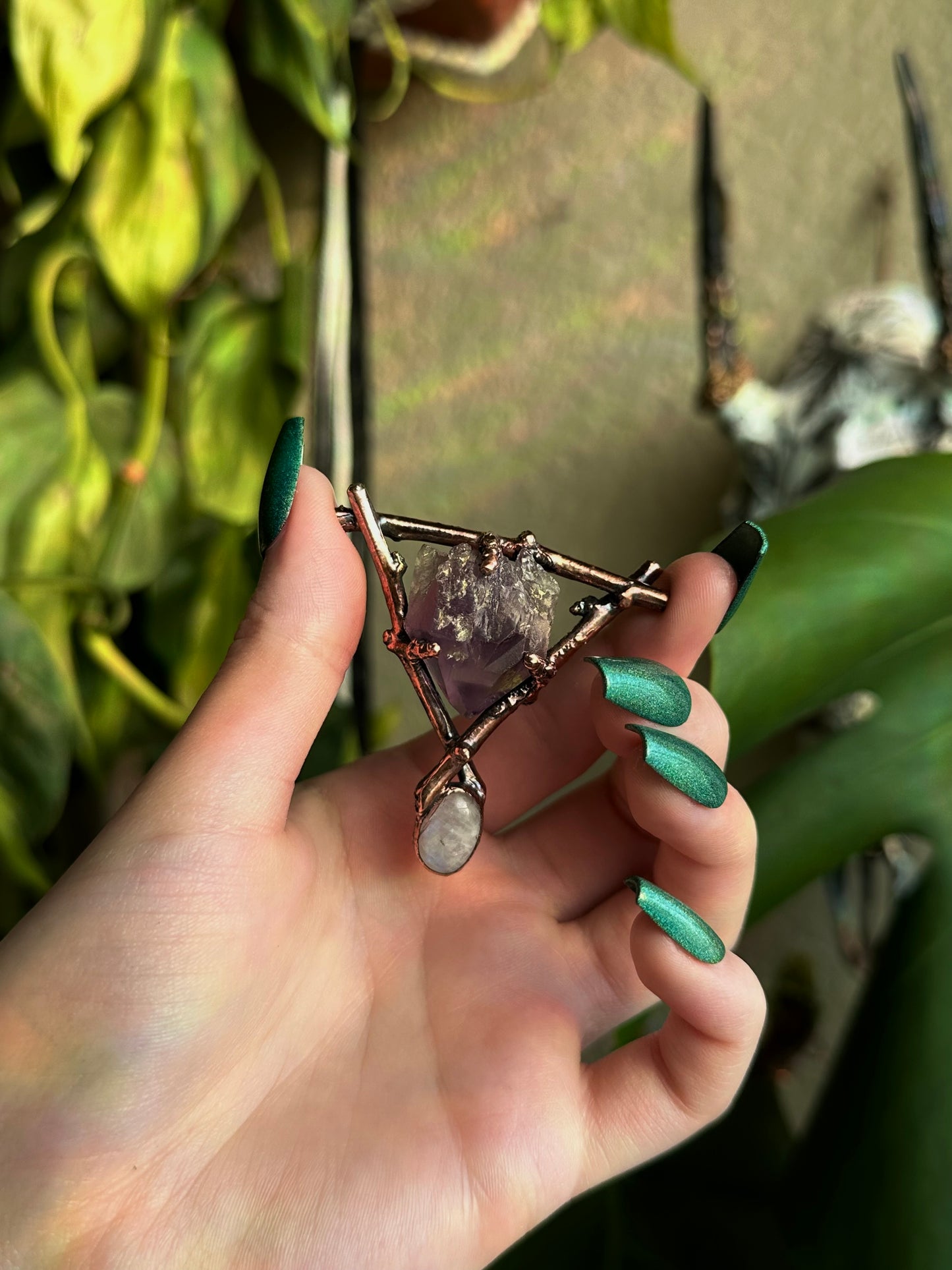 Amethyst and Moonstone Forest Fae Amulet