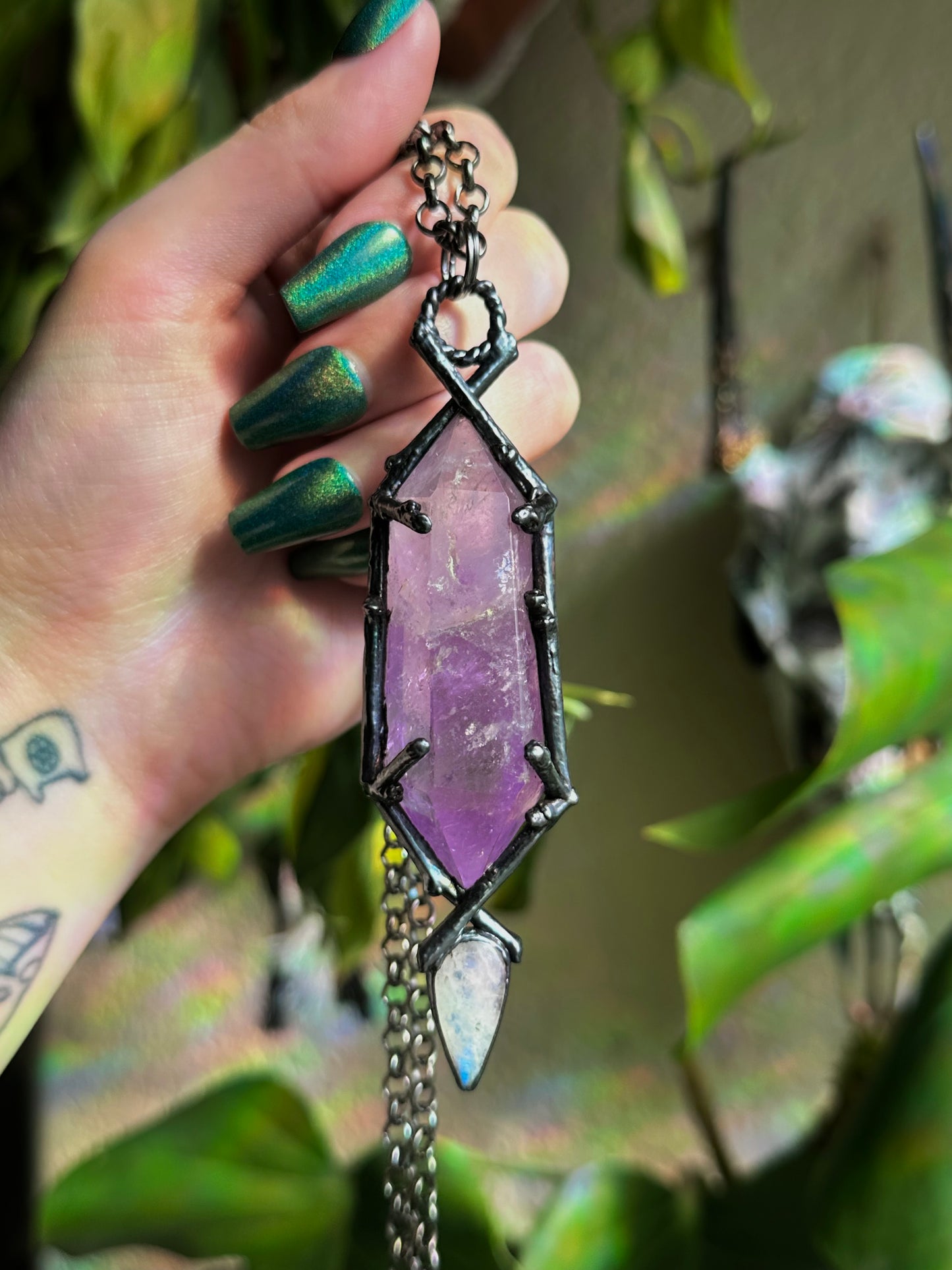 Amethyst and Moonstone Forest Fae Amulet