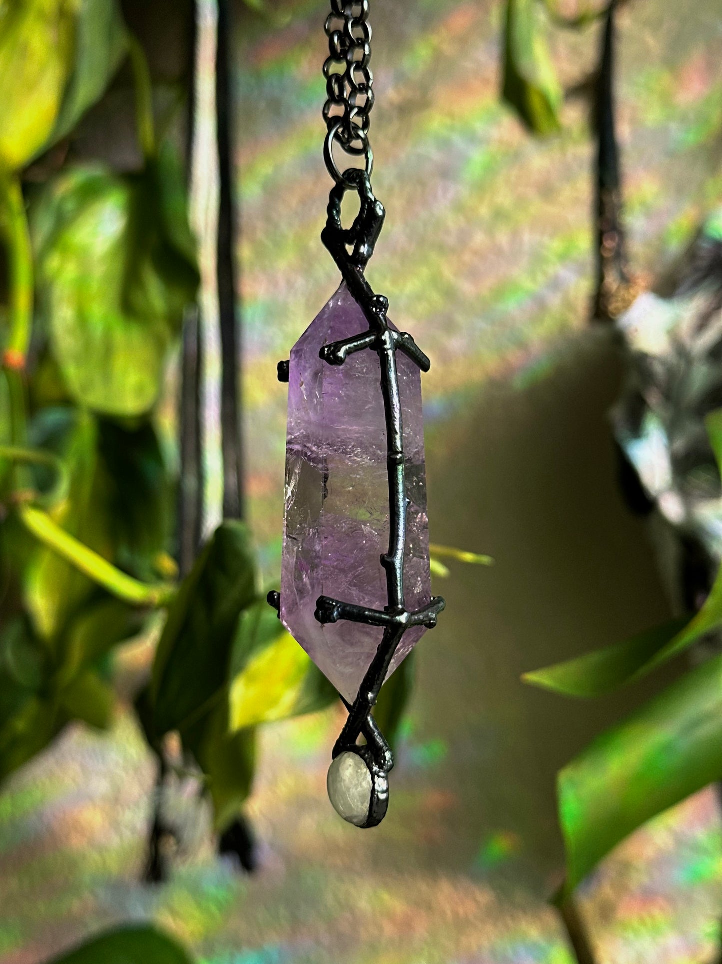 Amethyst and Moonstone Forest Fae Amulet