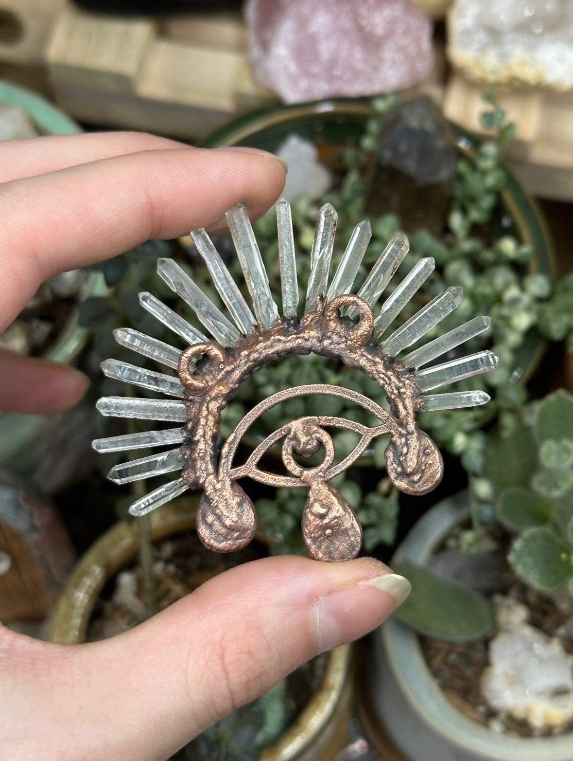 Tanzanite and Quartz point eye amulet