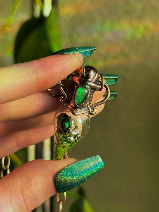 Mini Mushroom Beetle Terrarium Choker