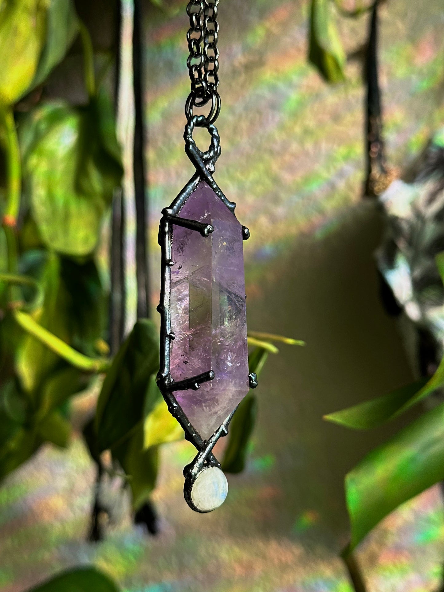 Amethyst and Moonstone Forest Fae Amulet