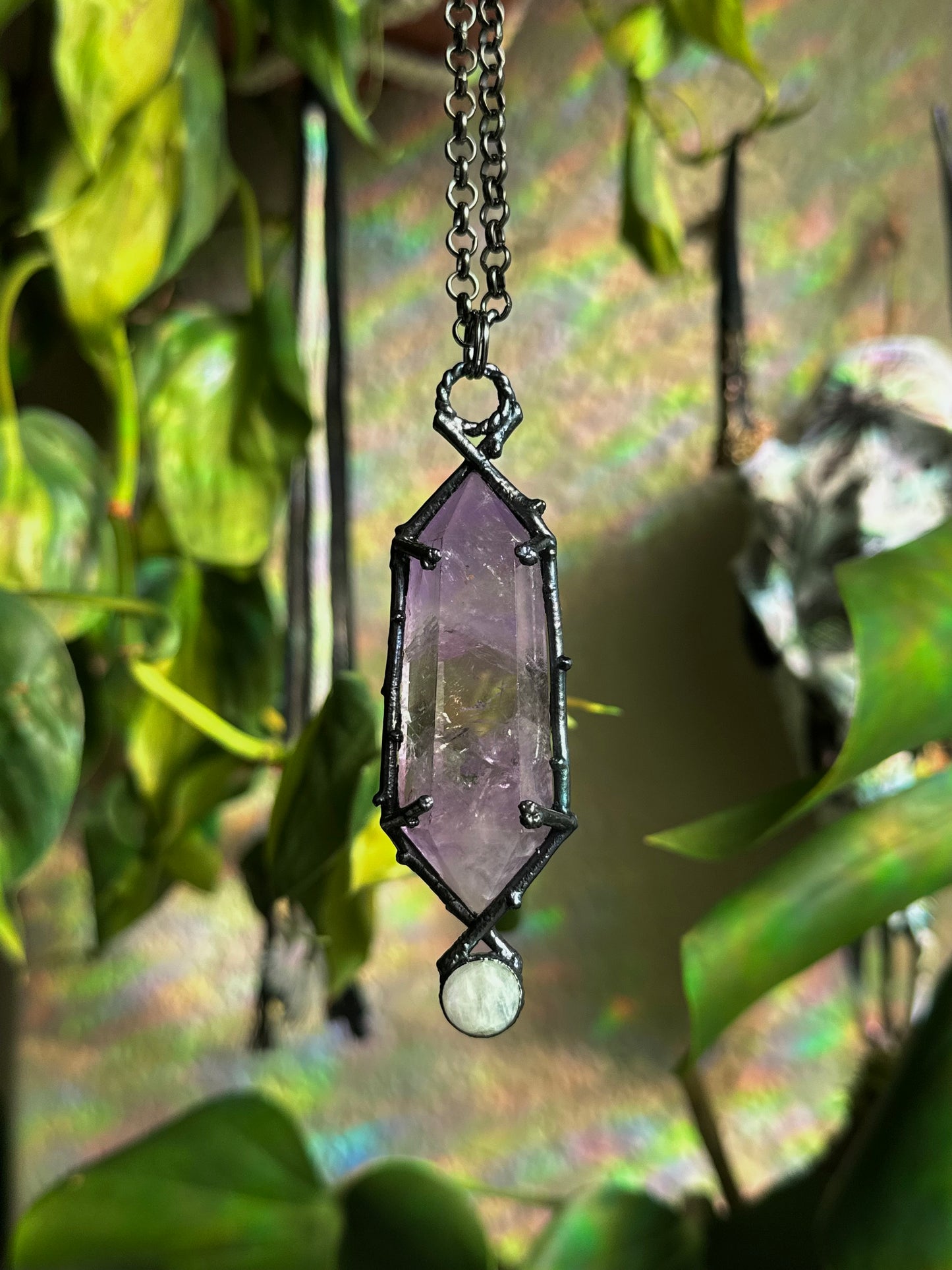 Amethyst and Moonstone Forest Fae Amulet