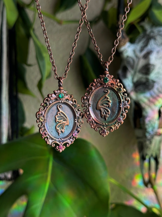 Tourmaline Fairy Antique Frame Matching Pendants