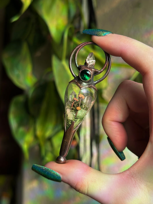 Emerald Mushroom Forest Terrarium Pendant