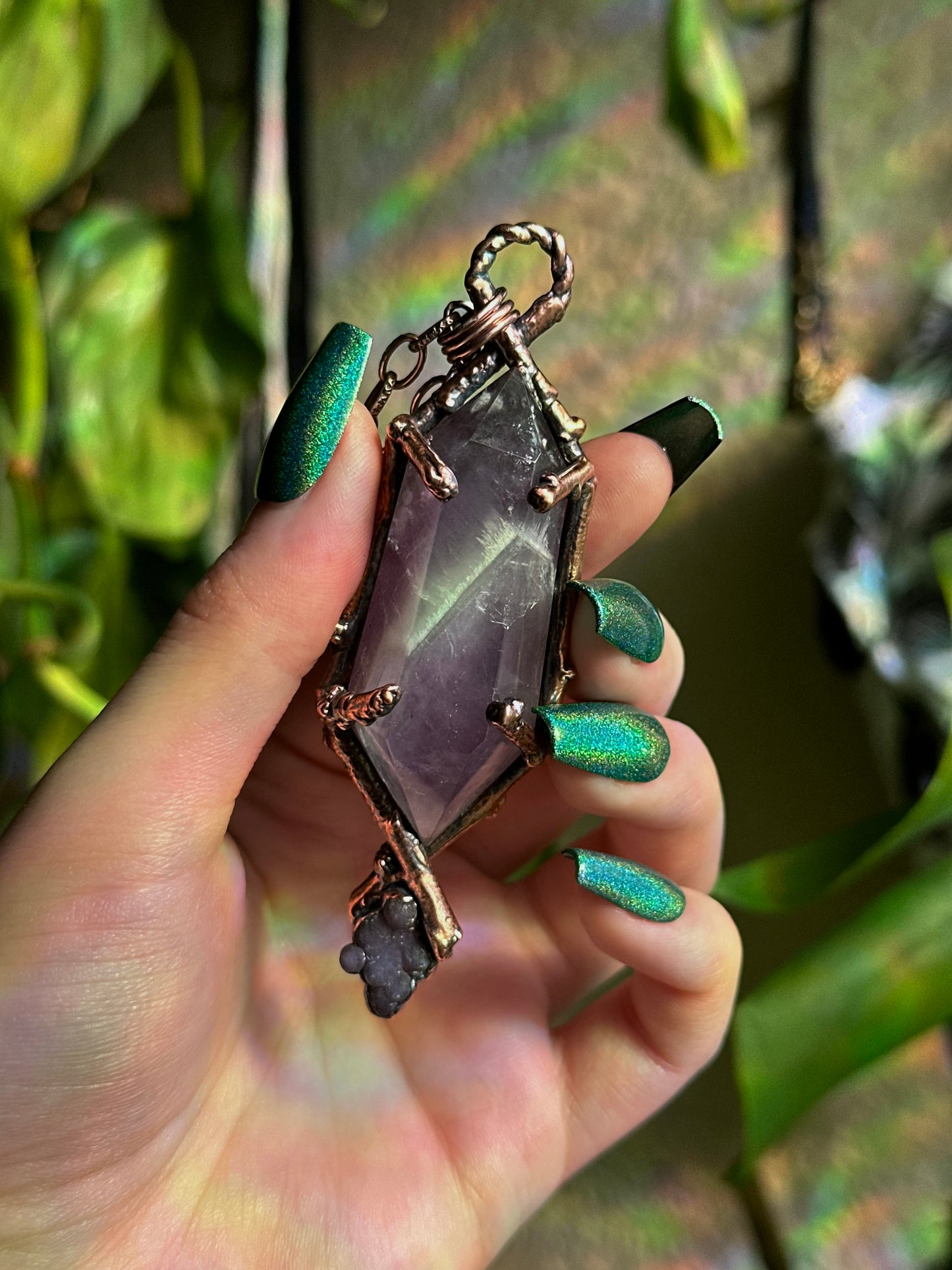 Amethyst and Grape Agate Forest Fae Amulet