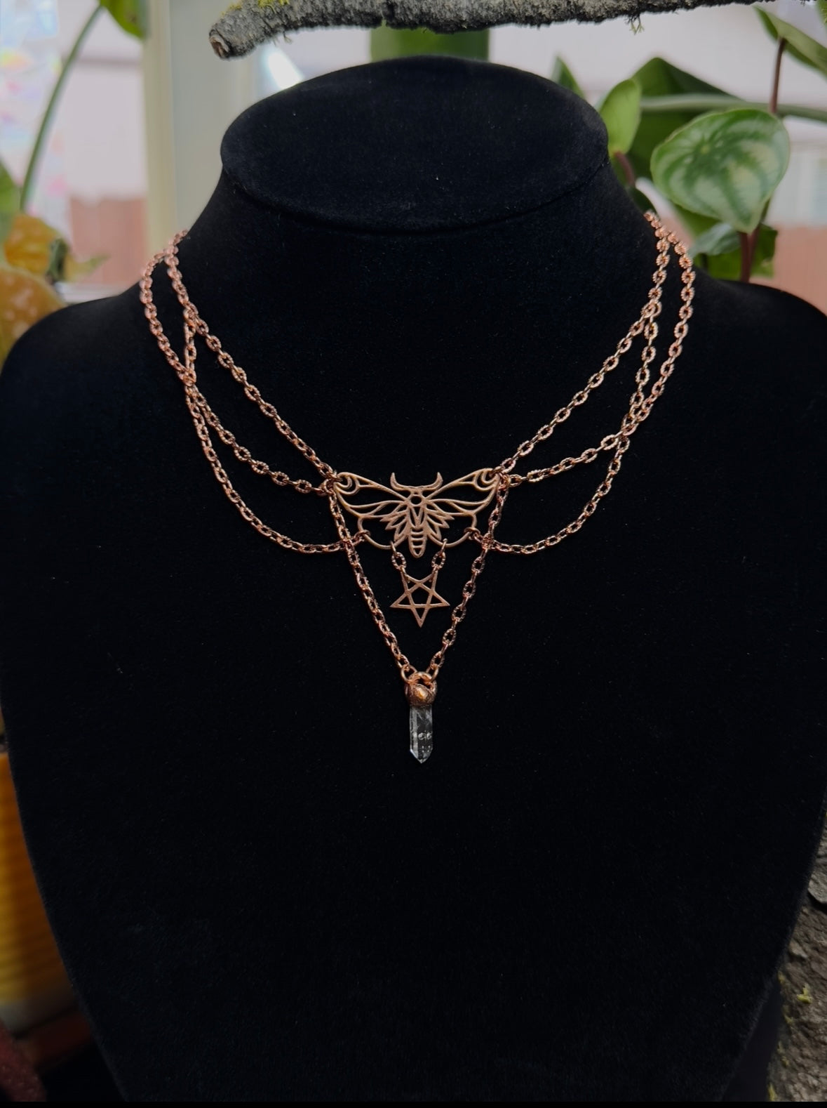 Elestial Crystal Copper Moth Choker