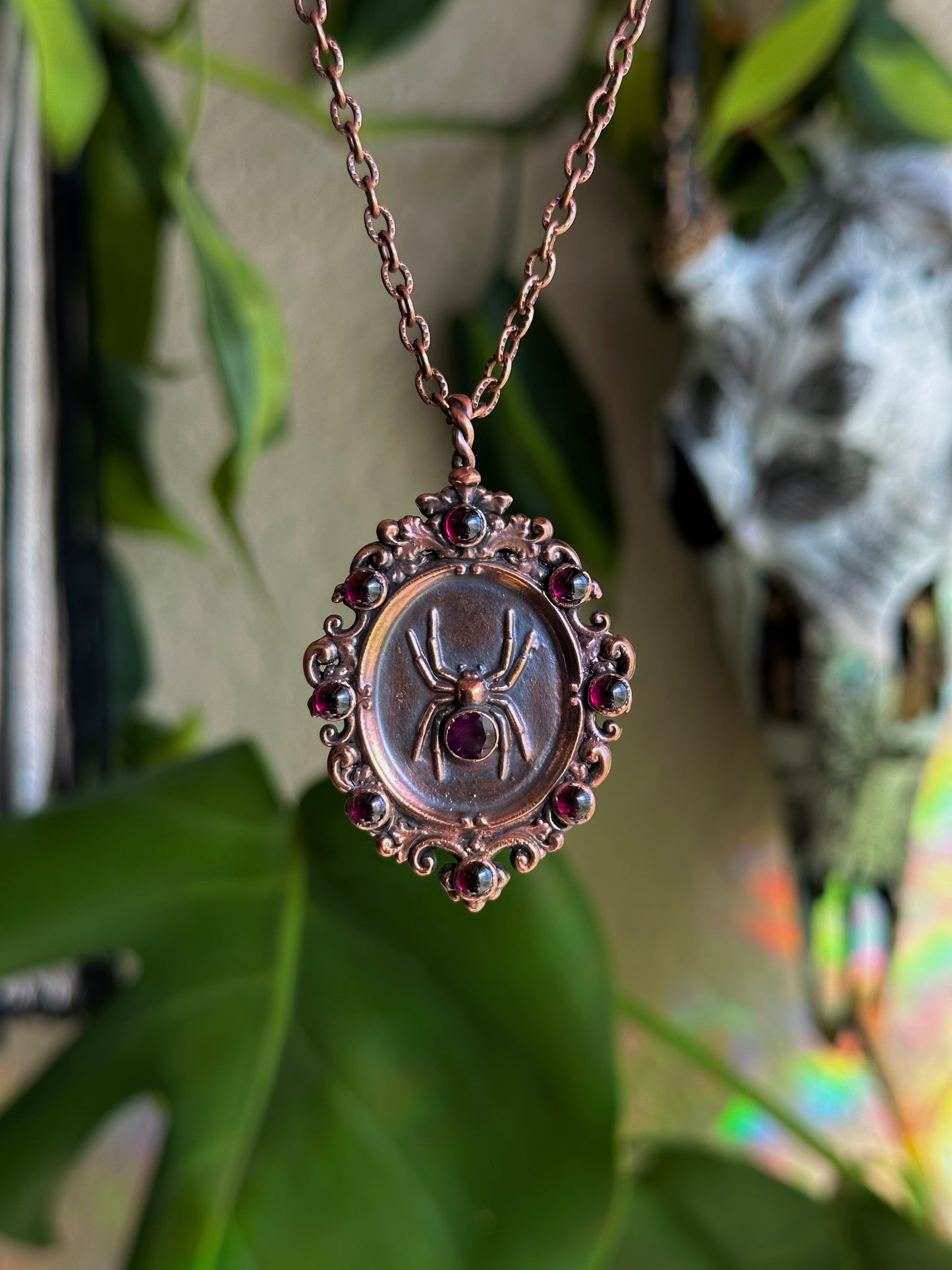 Garnet Spider Antique Frame Matching Pendants