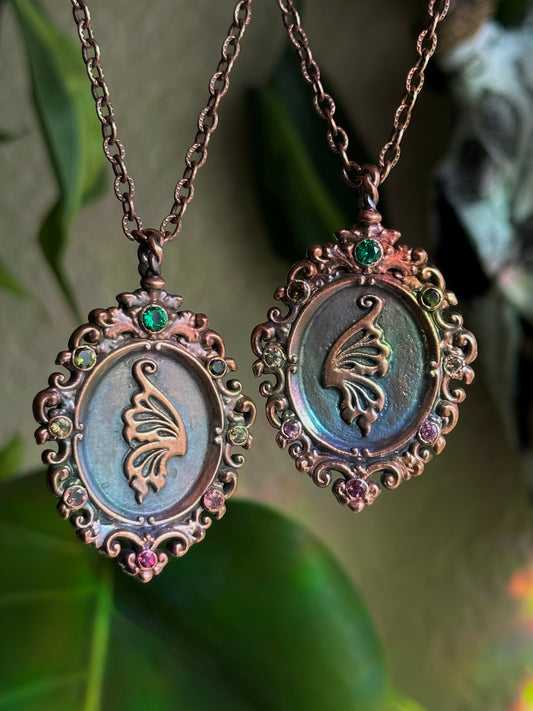 Tourmaline Fairy Antique Frame Matching Pendants
