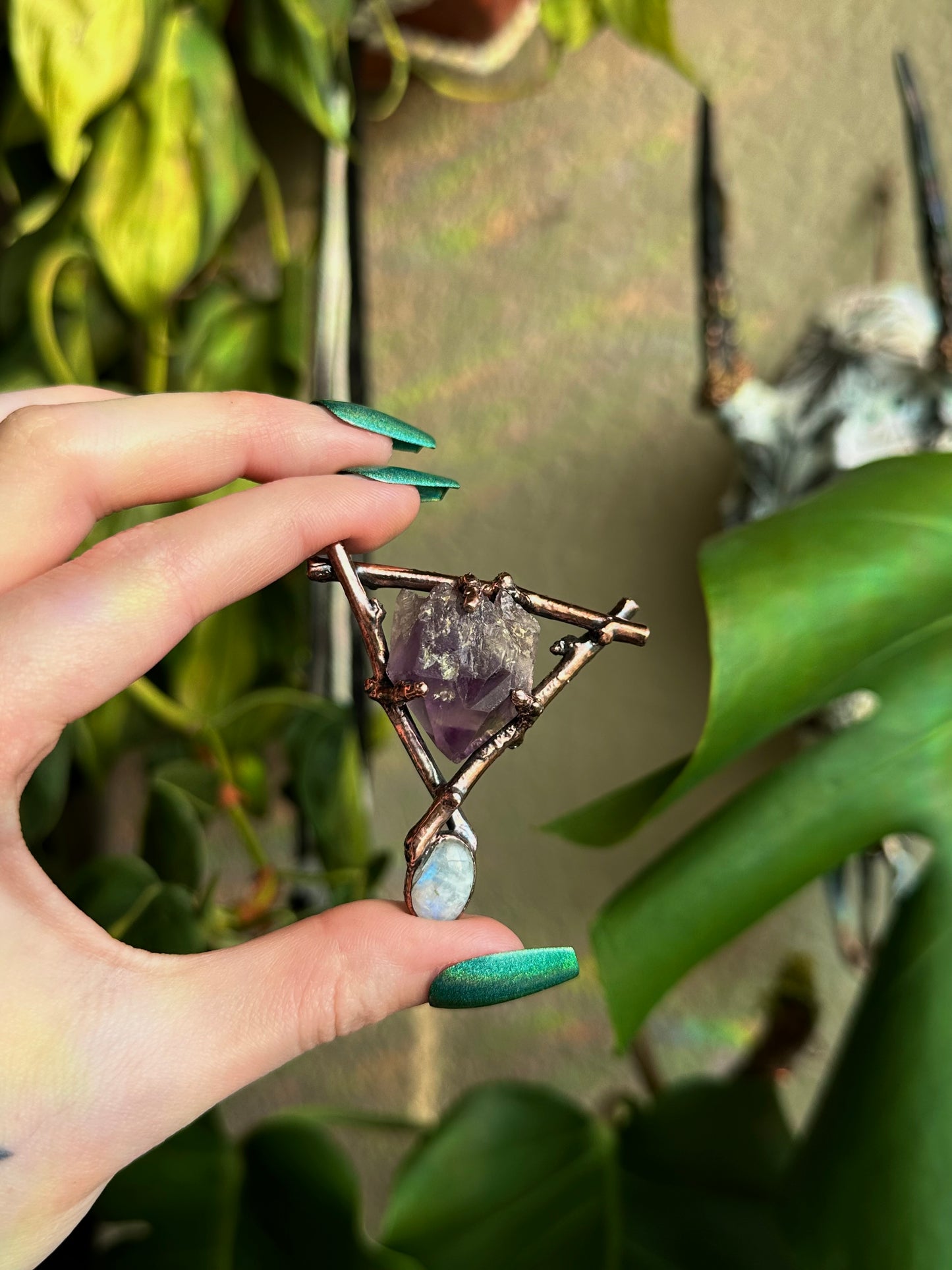 Amethyst and Moonstone Forest Fae Amulet