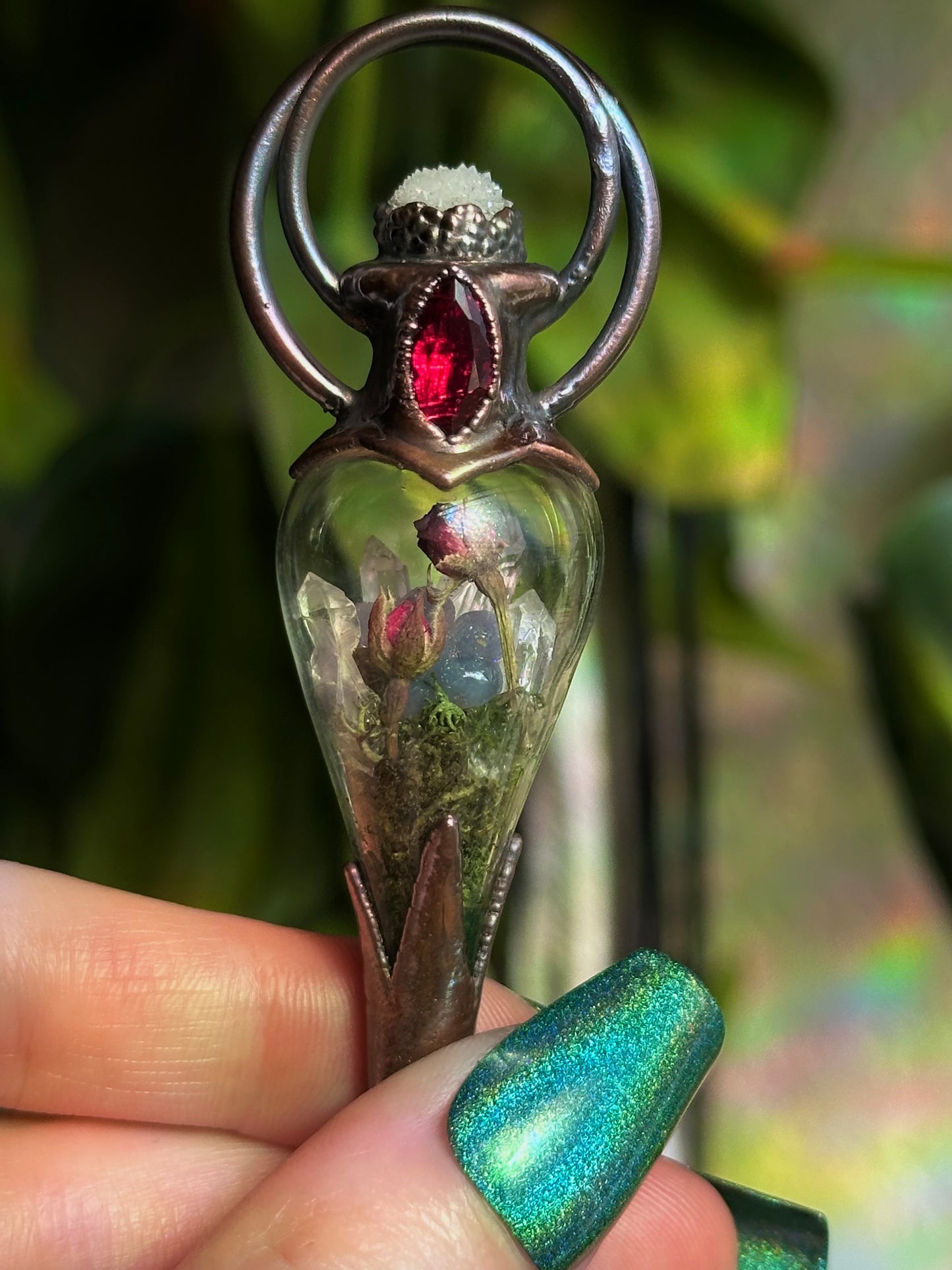Ruby Rose Forest Terrarium Pendant