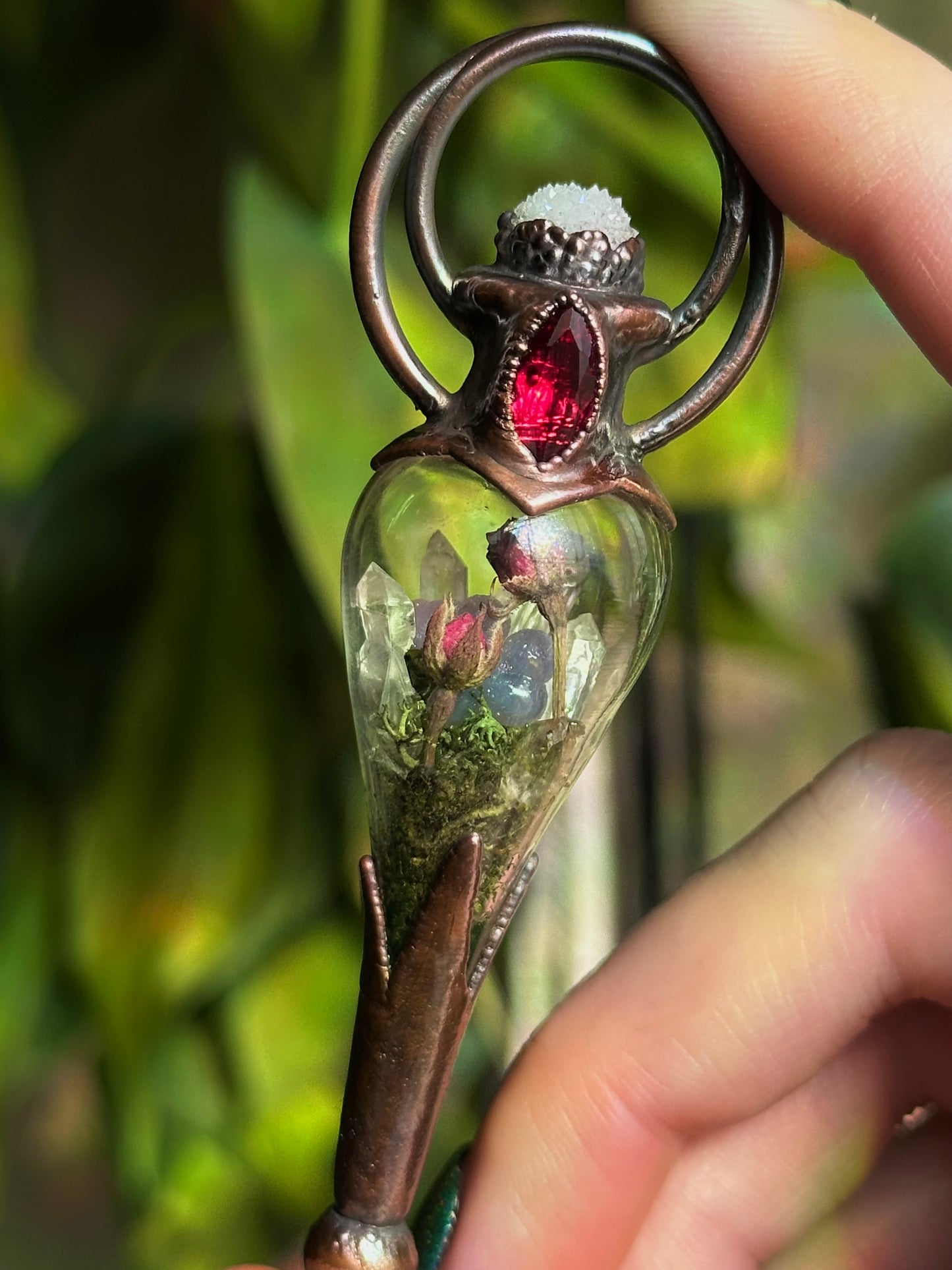 Ruby Rose Forest Terrarium Pendant