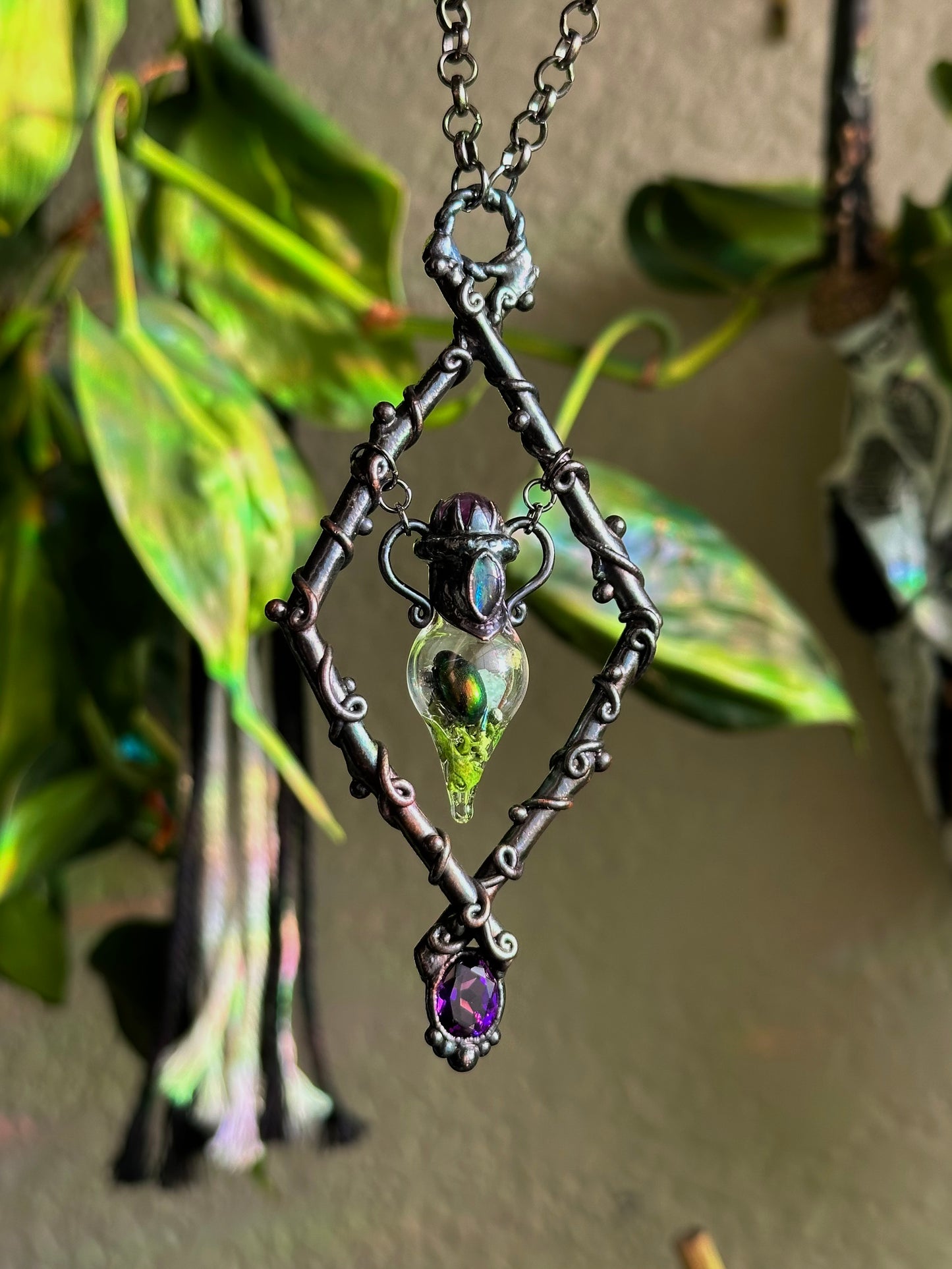 Amethyst Forest Terrarium Amulet