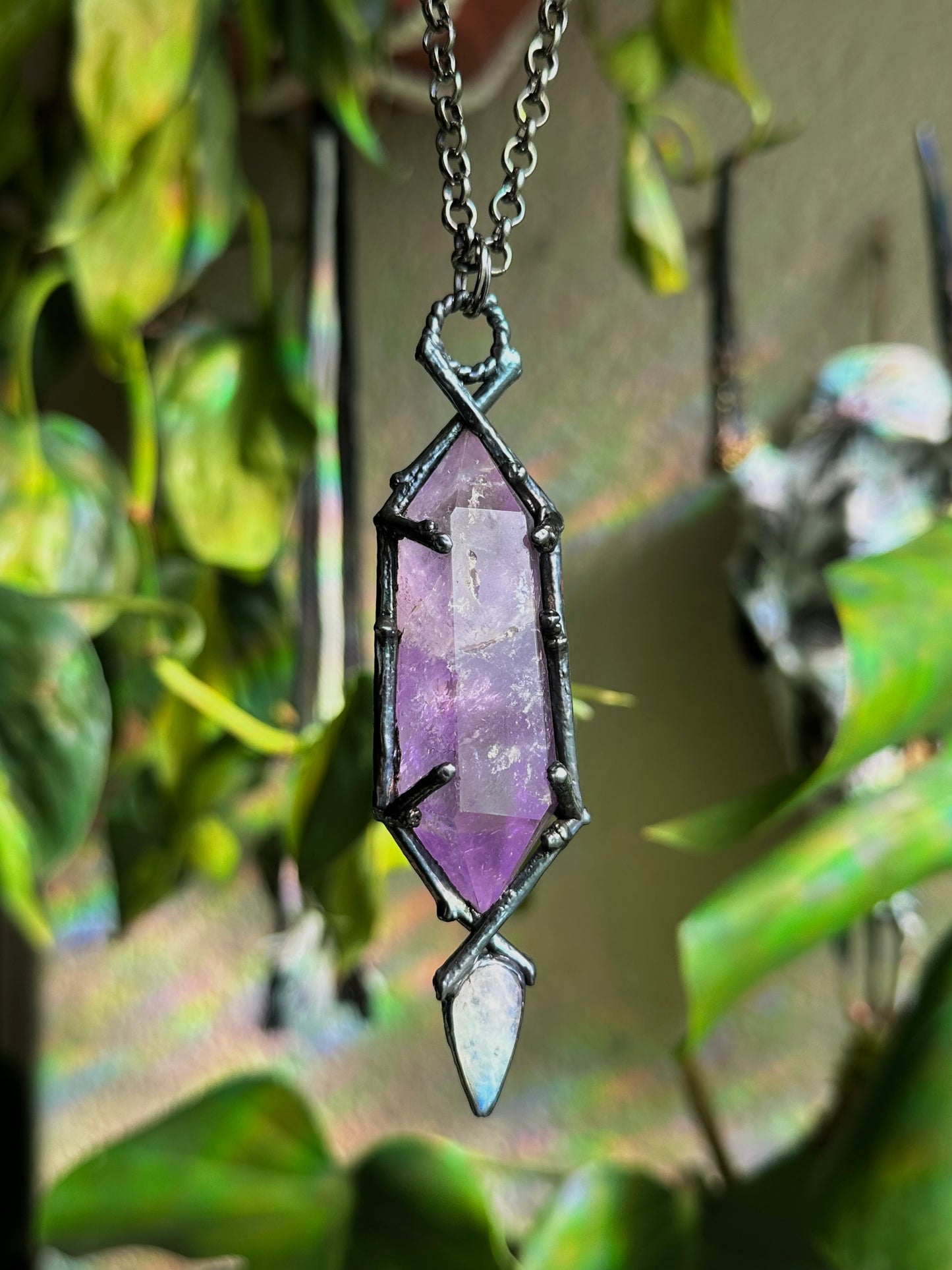 Amethyst and Moonstone Forest Fae Amulet