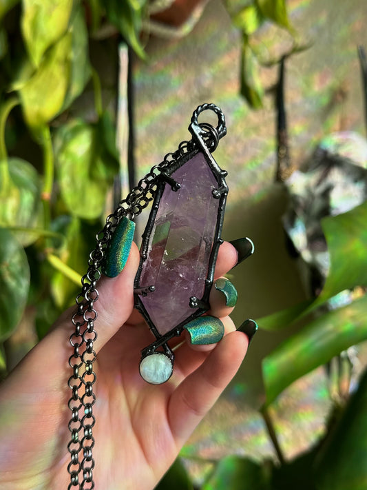 Amethyst and Moonstone Forest Fae Amulet