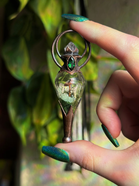 Emerald Mushroom Forest Terrarium Pendant