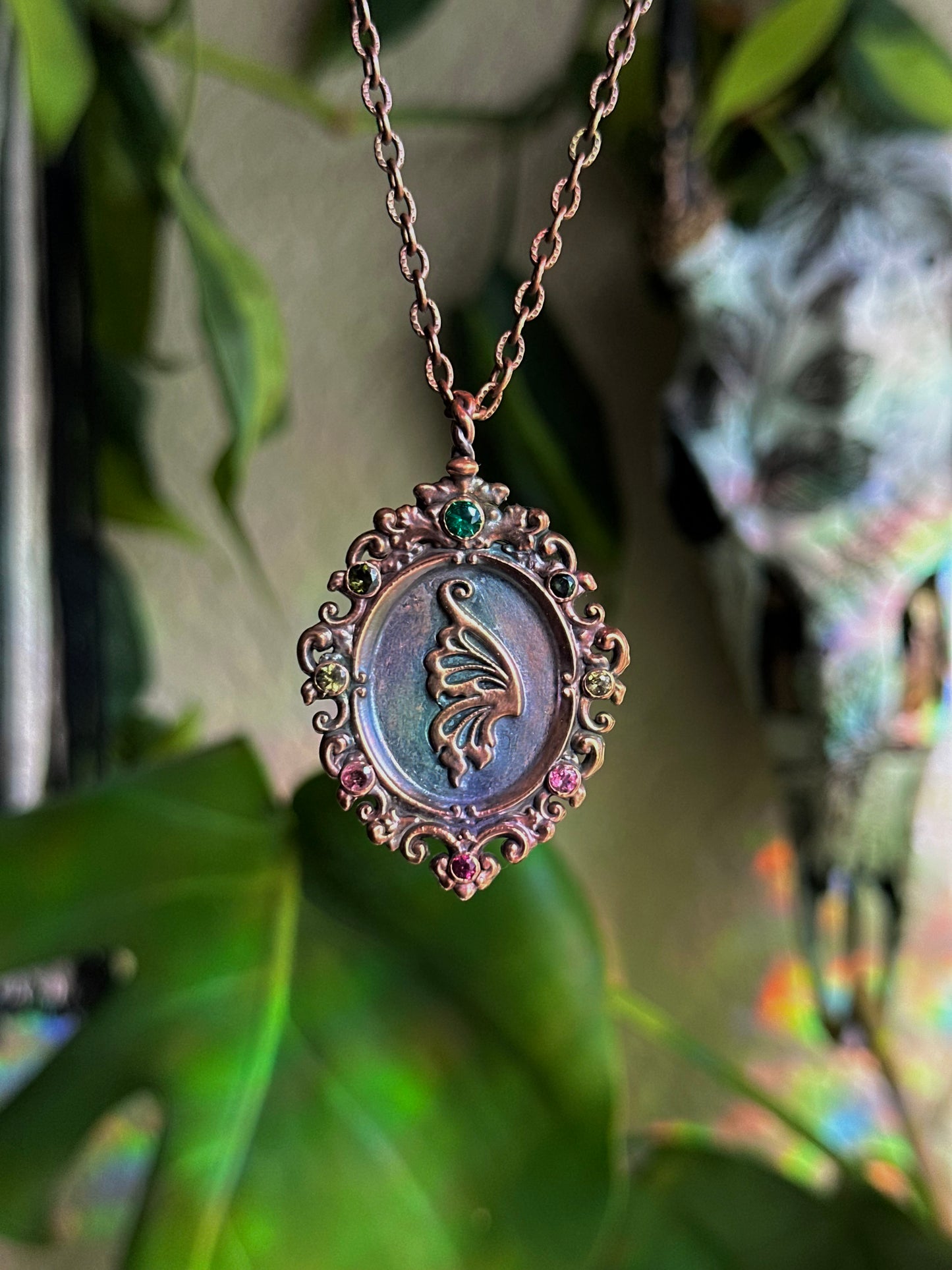 Tourmaline Fairy Antique Frame Matching Pendants