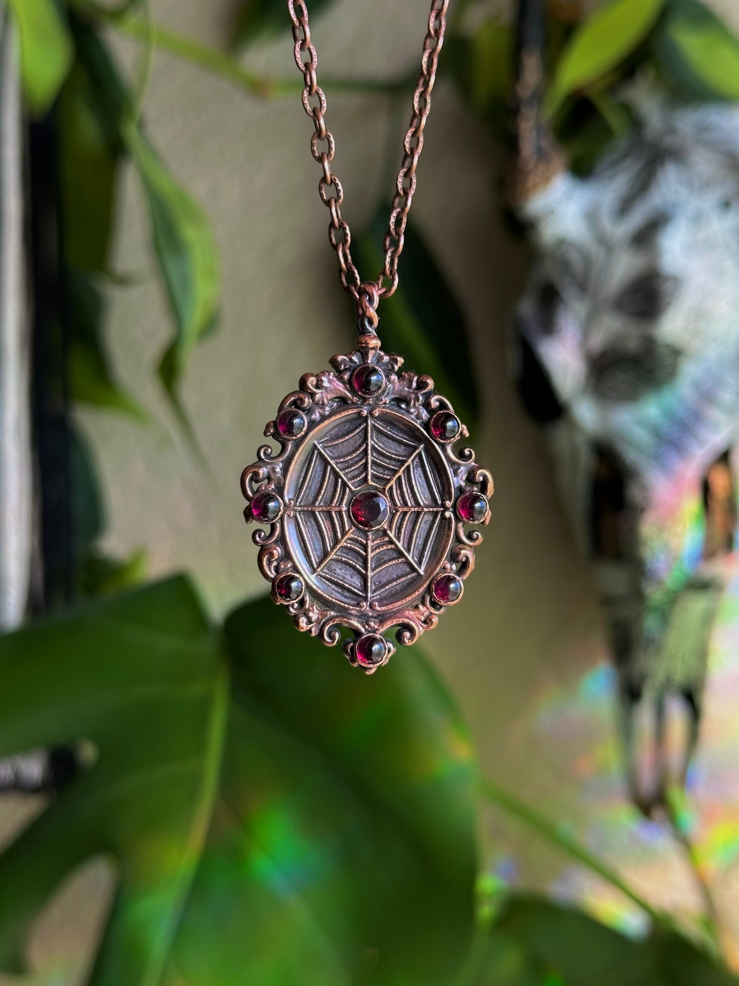 Garnet Spider Antique Frame Matching Pendants