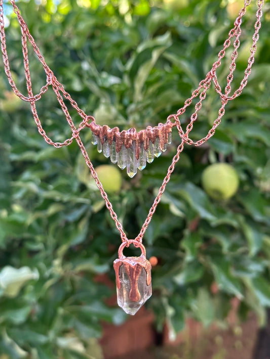 Quartz point Victorian choker necklace