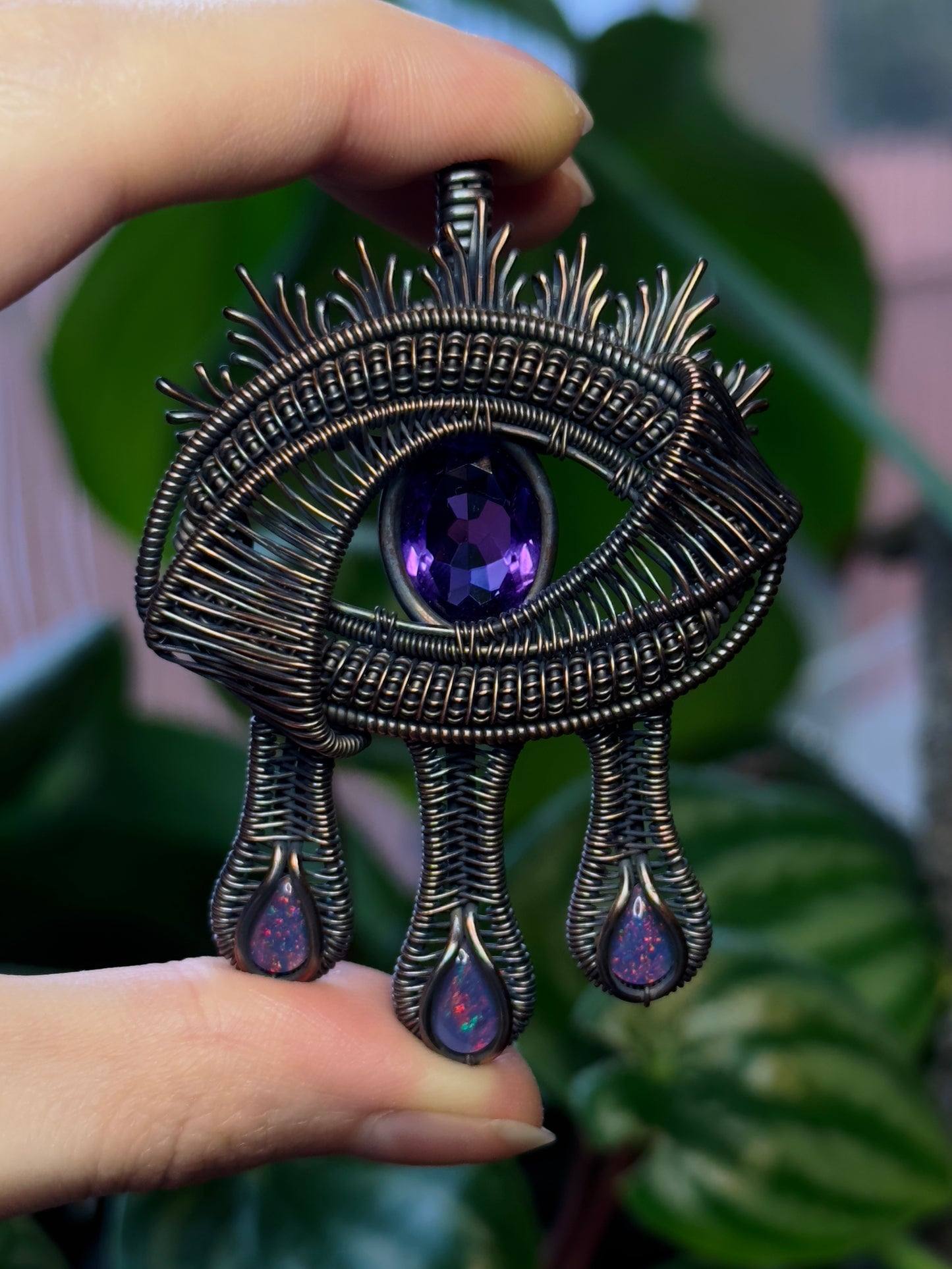 Amethyst and Opal Drippy Eye Amulet