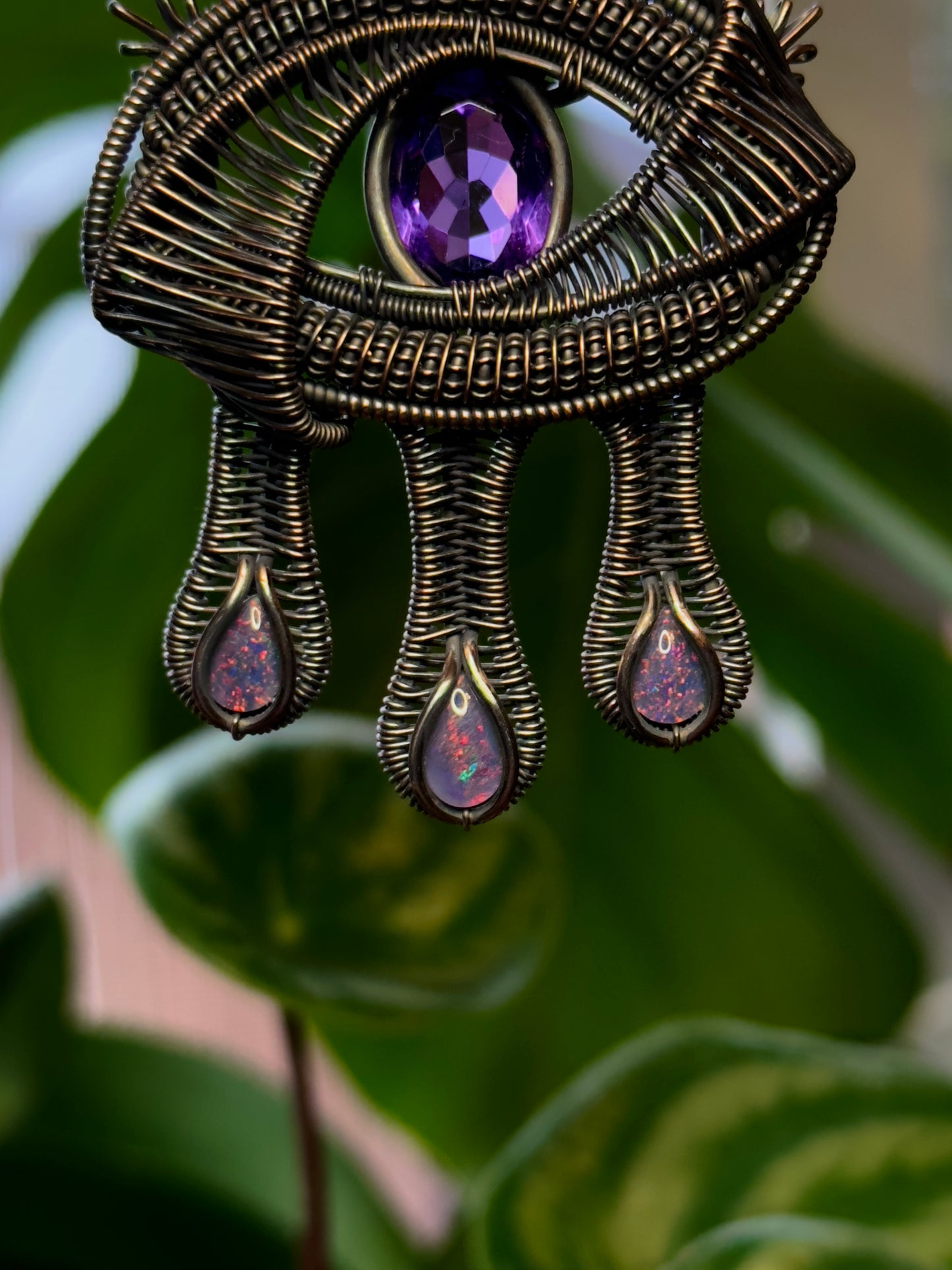 Amethyst and Opal Drippy Eye Amulet