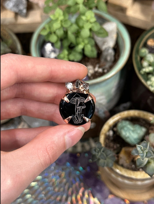 Mini mushroom electroformed pendant