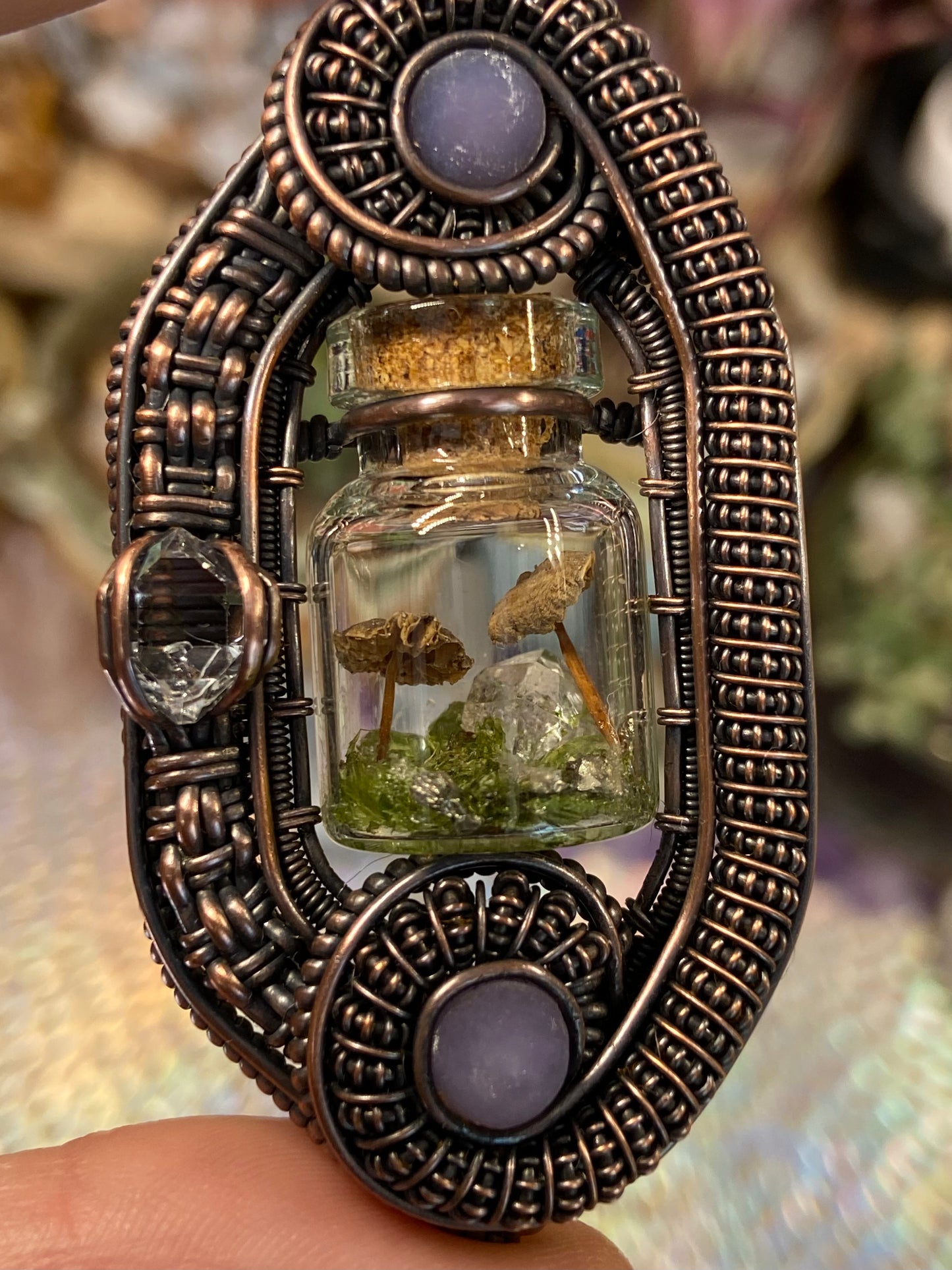 Mushroom terrarium amulet