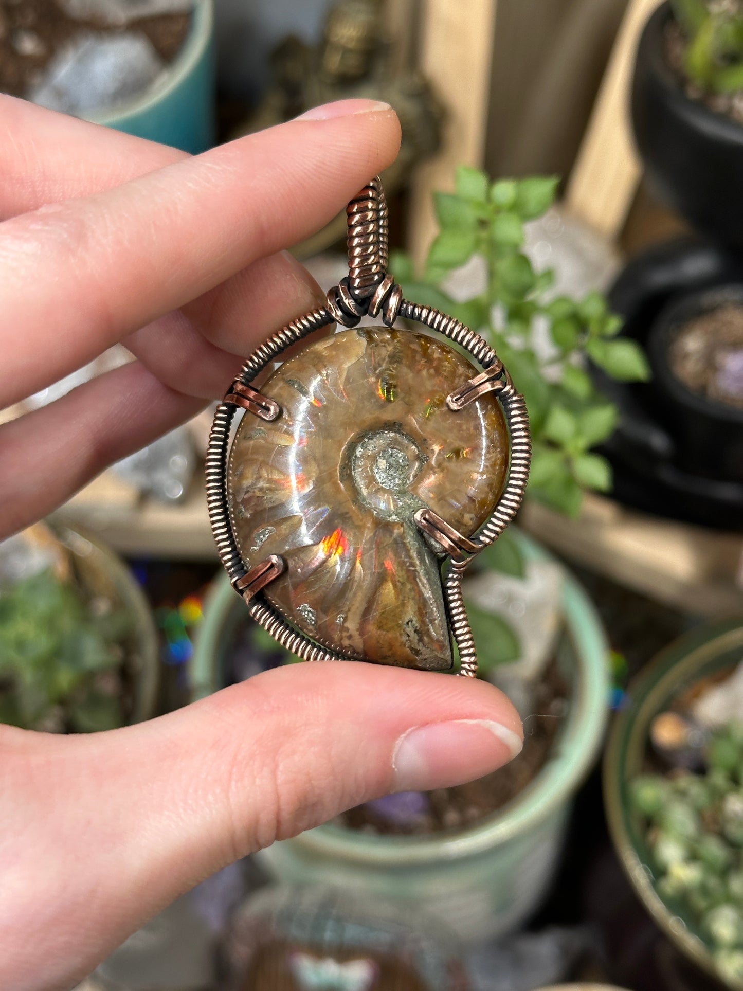 Opalized Ammonite pendant