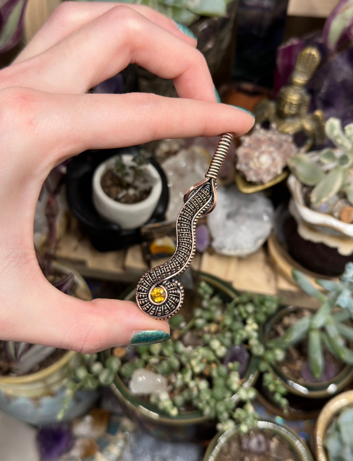 Citrine snake amulet