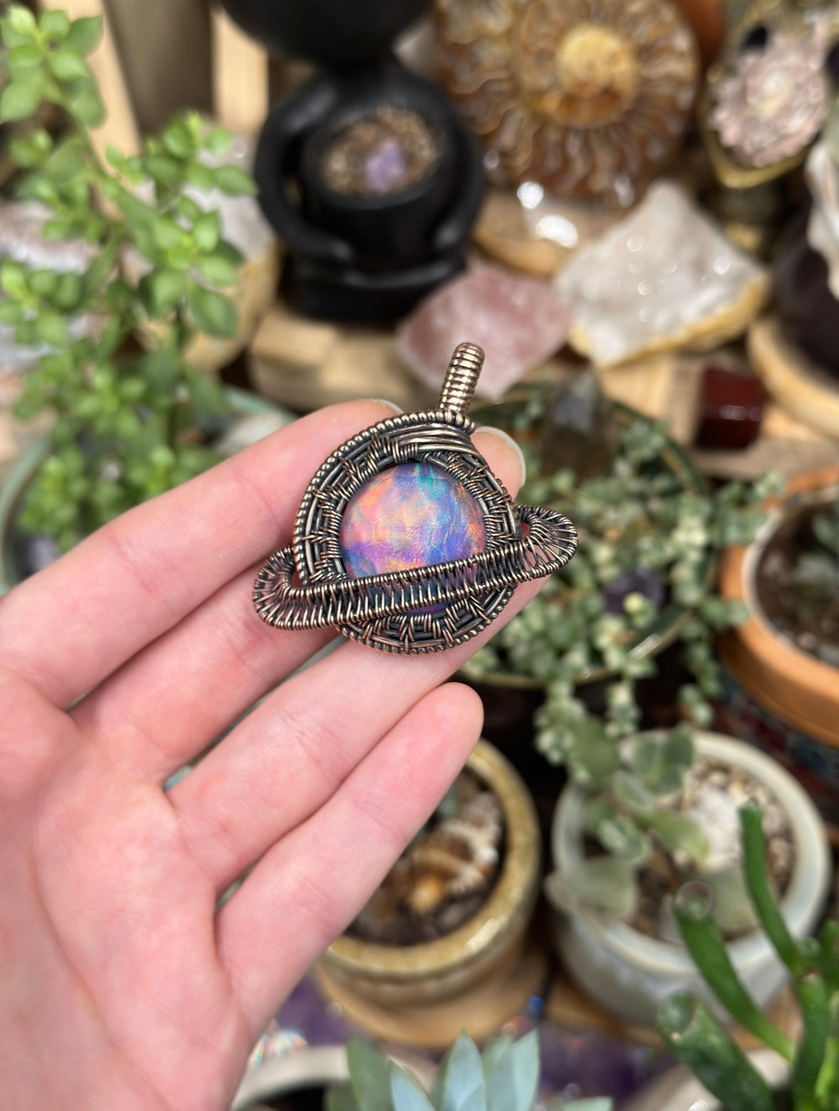 Aurora Opal Saturn Amulet