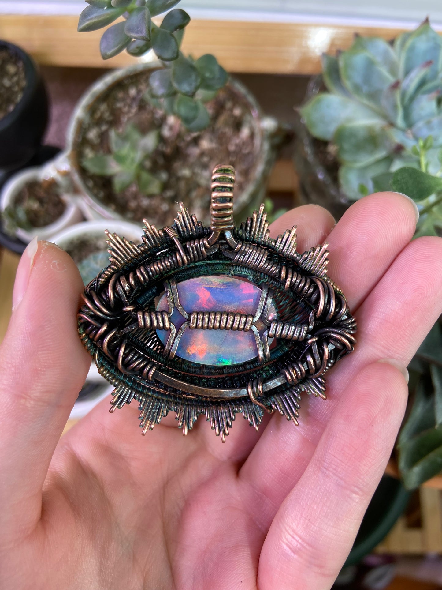 The ancient Aurora Opal eye amulet