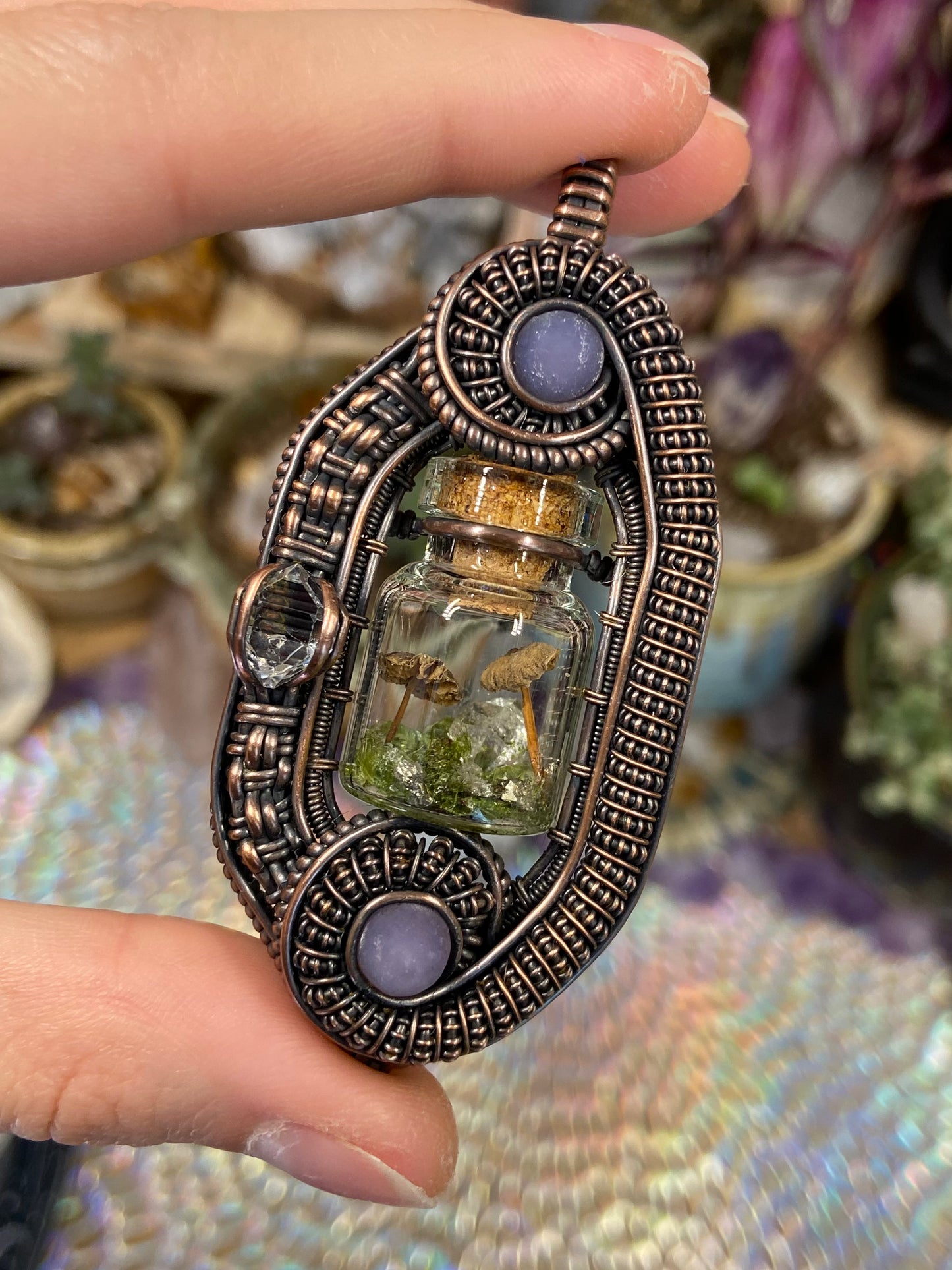 Mushroom terrarium amulet