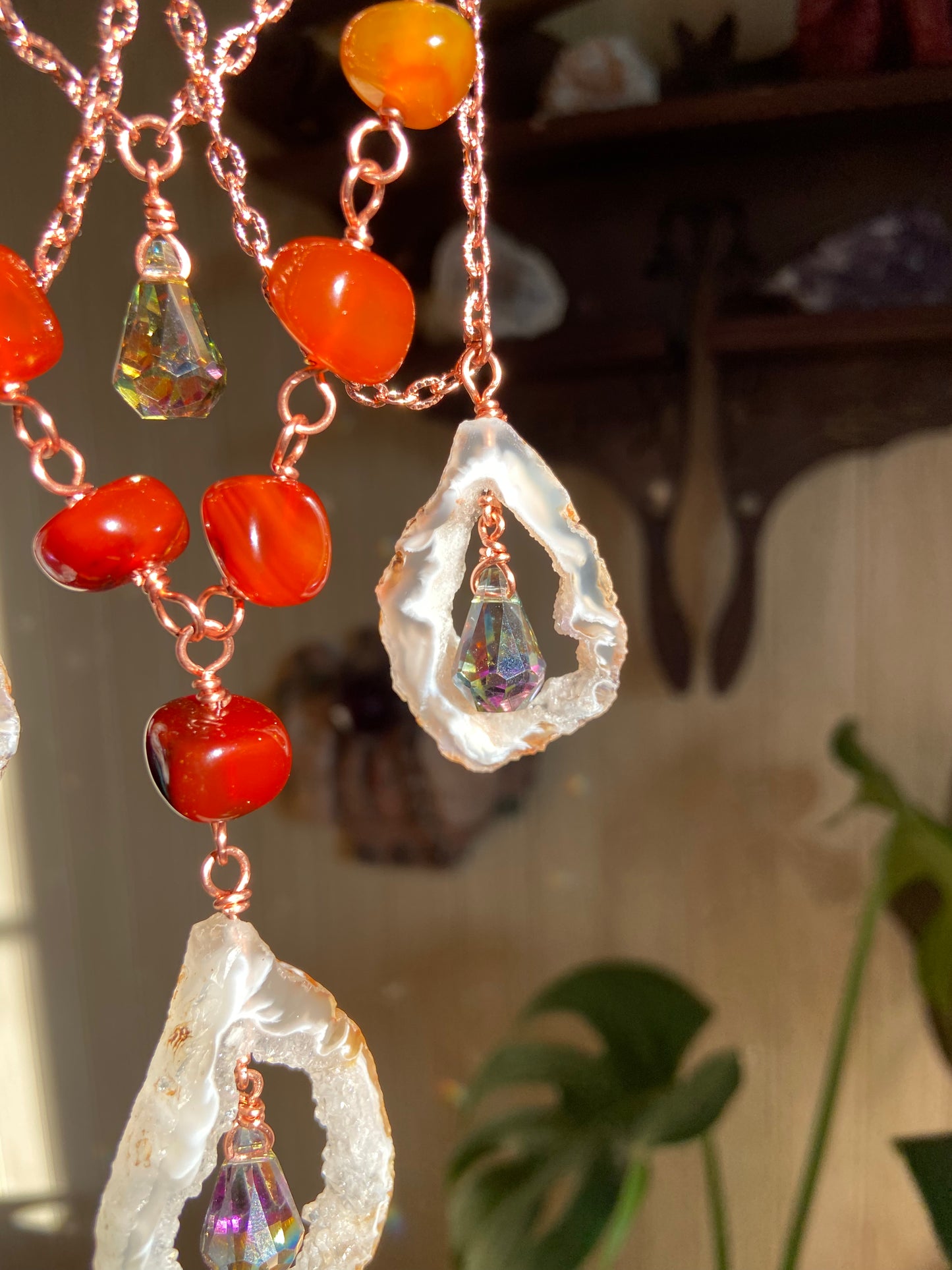 Red/yellow agate pentacle sun catcher