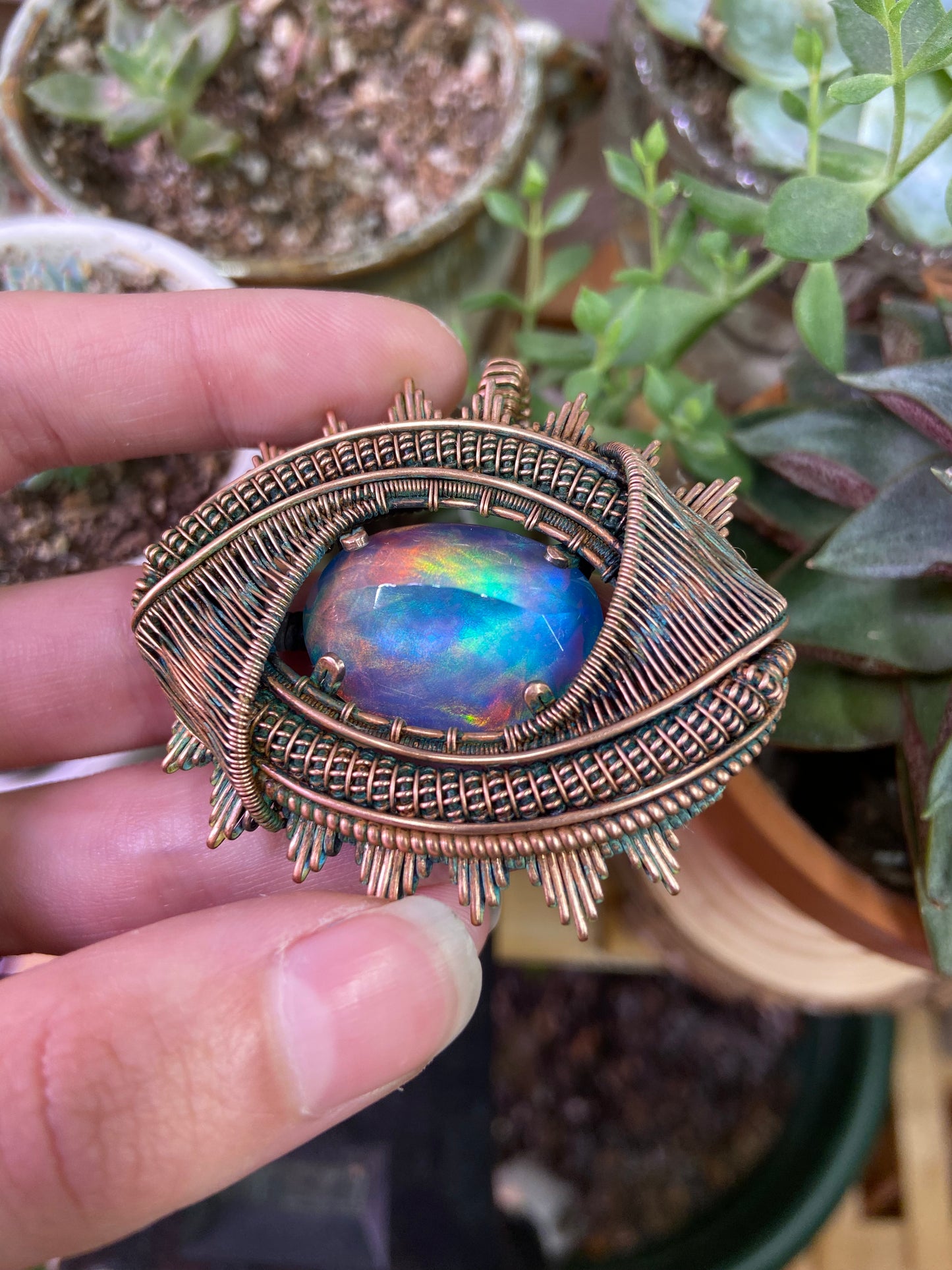 The ancient Aurora Opal eye amulet