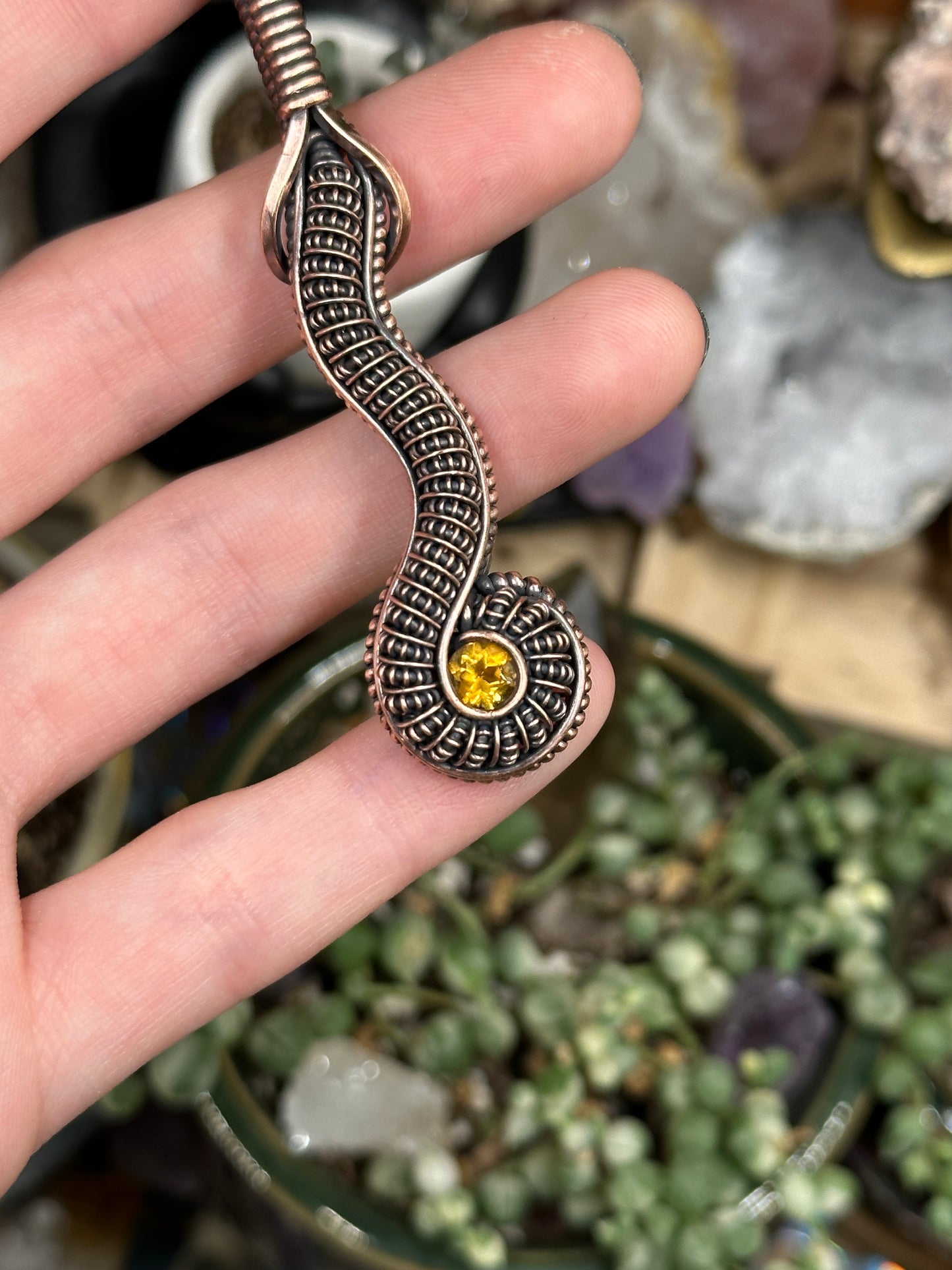 Citrine snake amulet