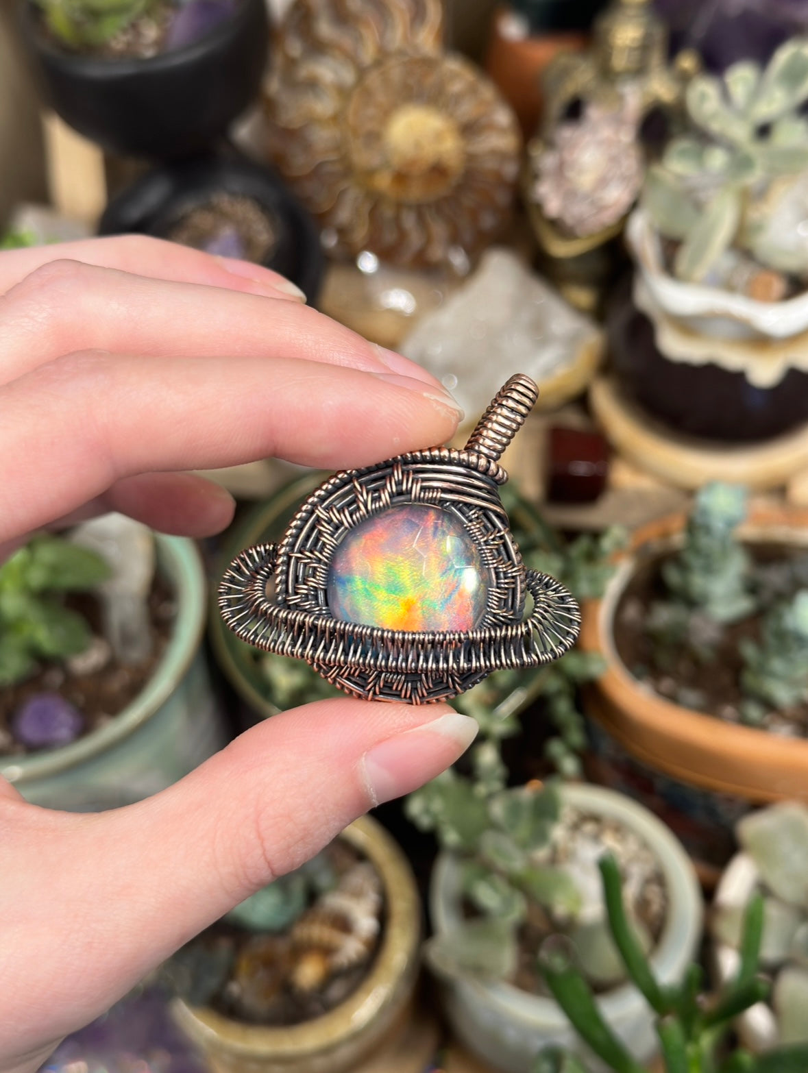 Aurora Opal Saturn Amulet