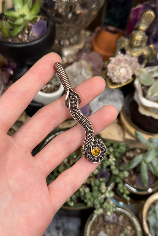 Citrine snake amulet