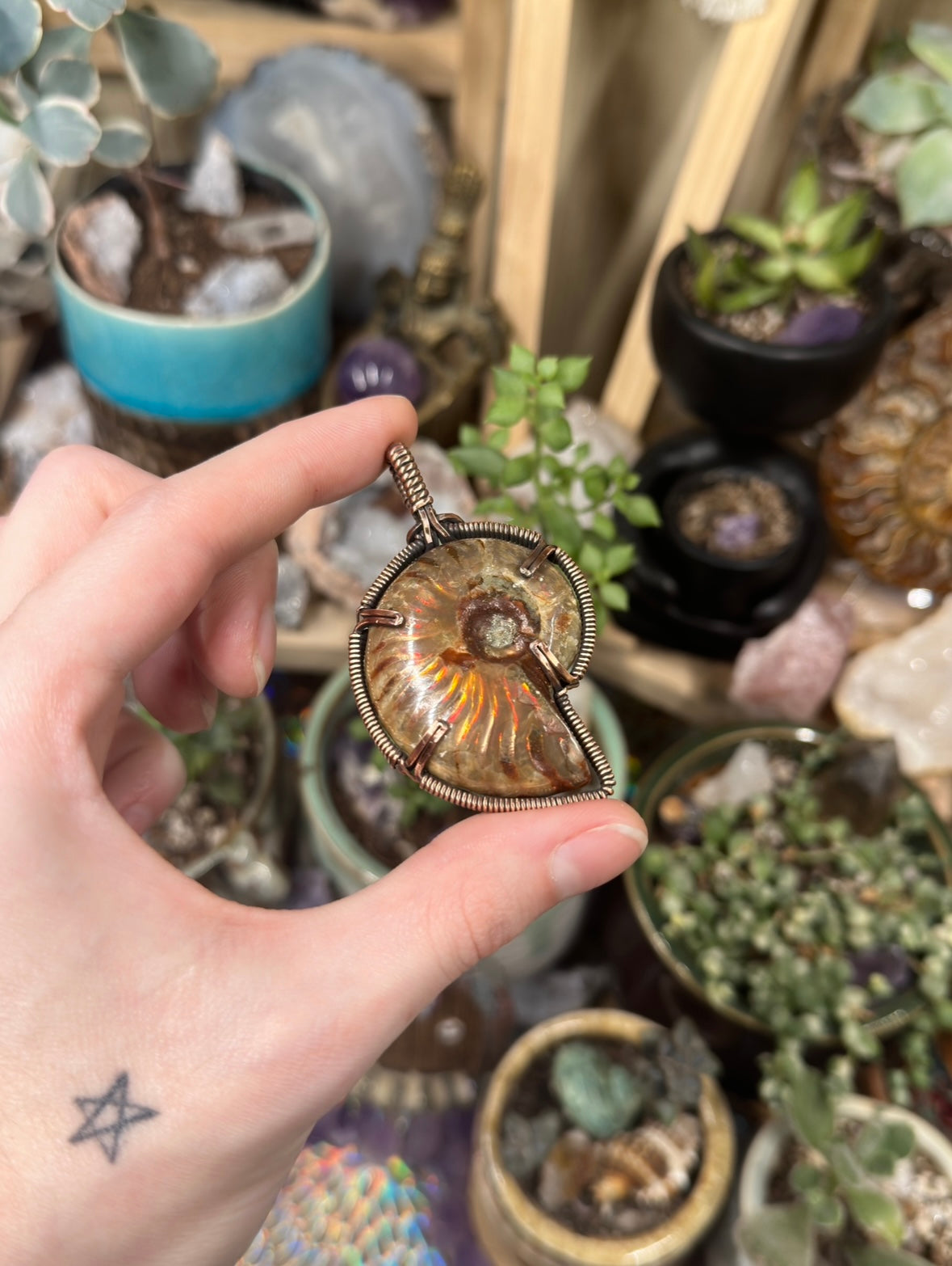 Opalized Ammonite pendant