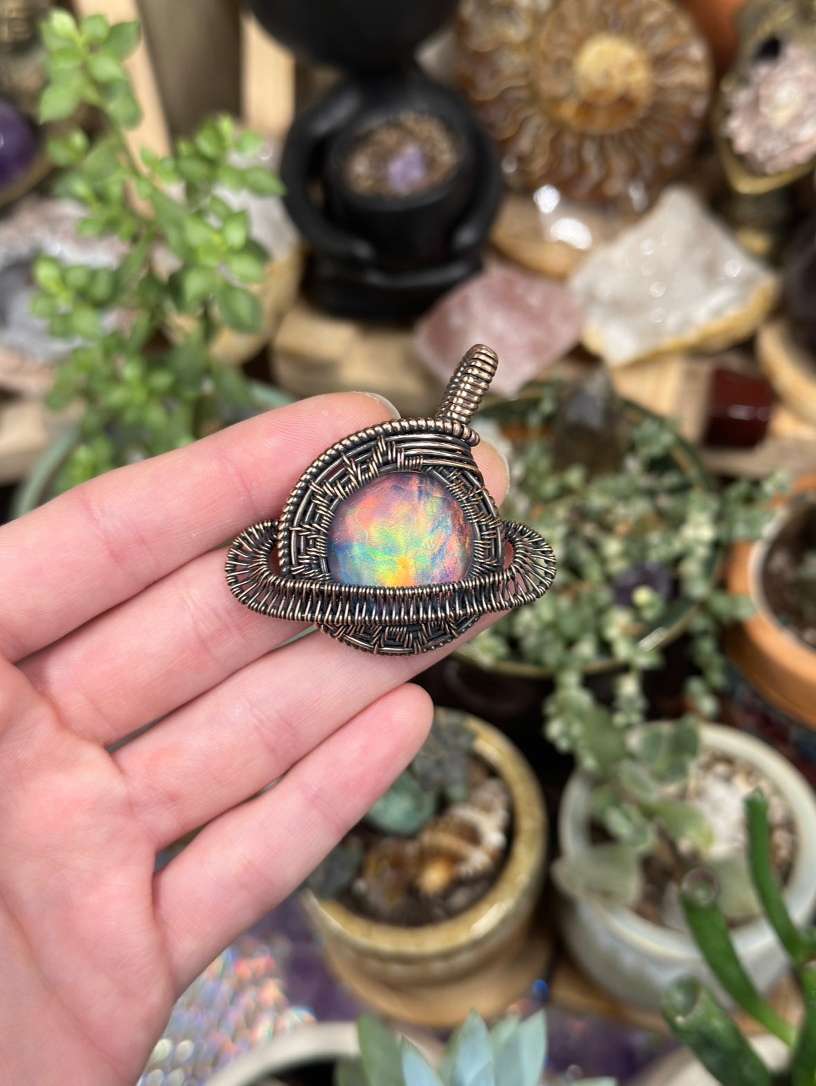 Aurora Opal Saturn Amulet