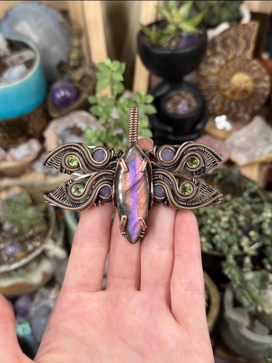 Labradorite dragonfly amulet