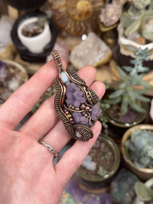 Opal and Grape Agate amulet